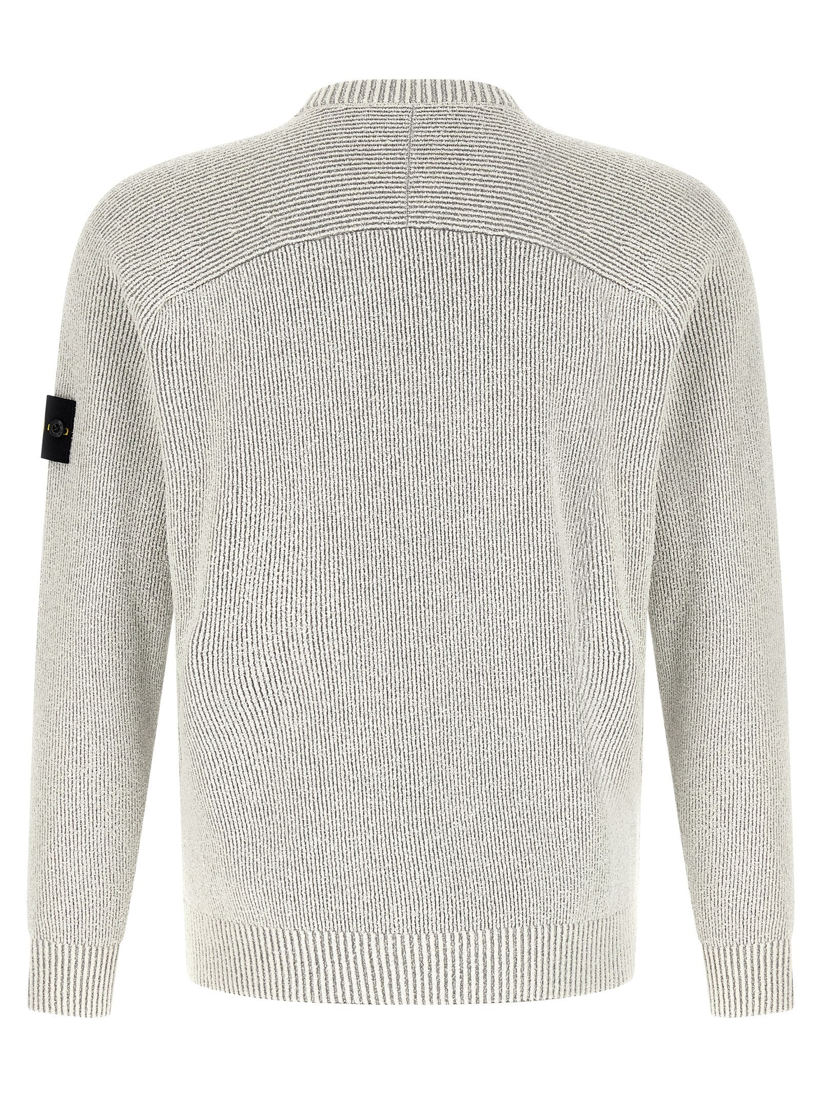 Stone Island Gray Ribbed Bouclé Cotton Sweater