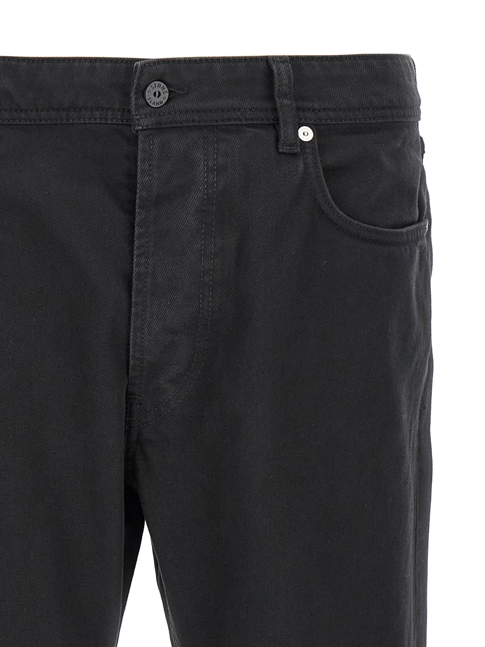 Stone Island Black Straight-Leg Cotton Jeans