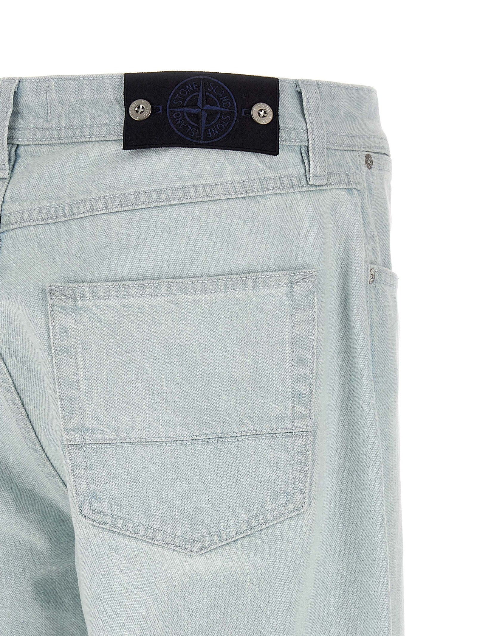 Stone Island Light Blue Straight-Leg Cotton Jeans