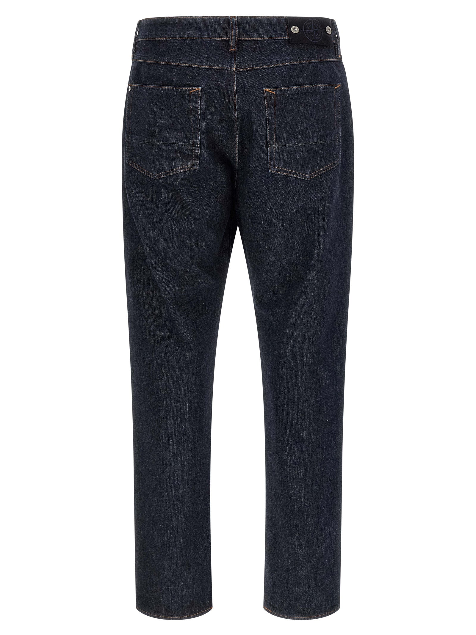 STONE ISLAND Blue Straight-Leg Jeans Cotton