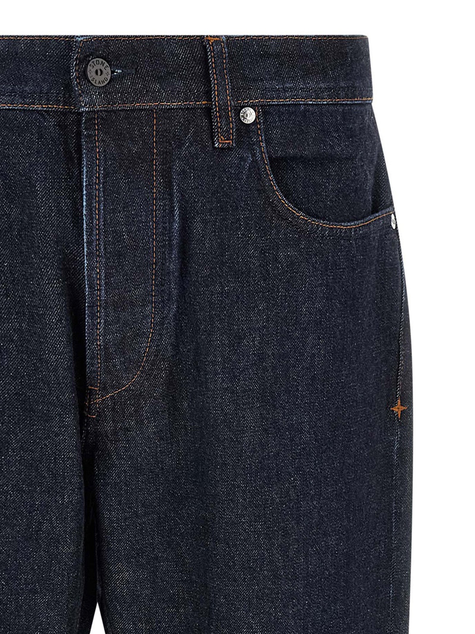 STONE ISLAND Blue Straight-Leg Jeans Cotton