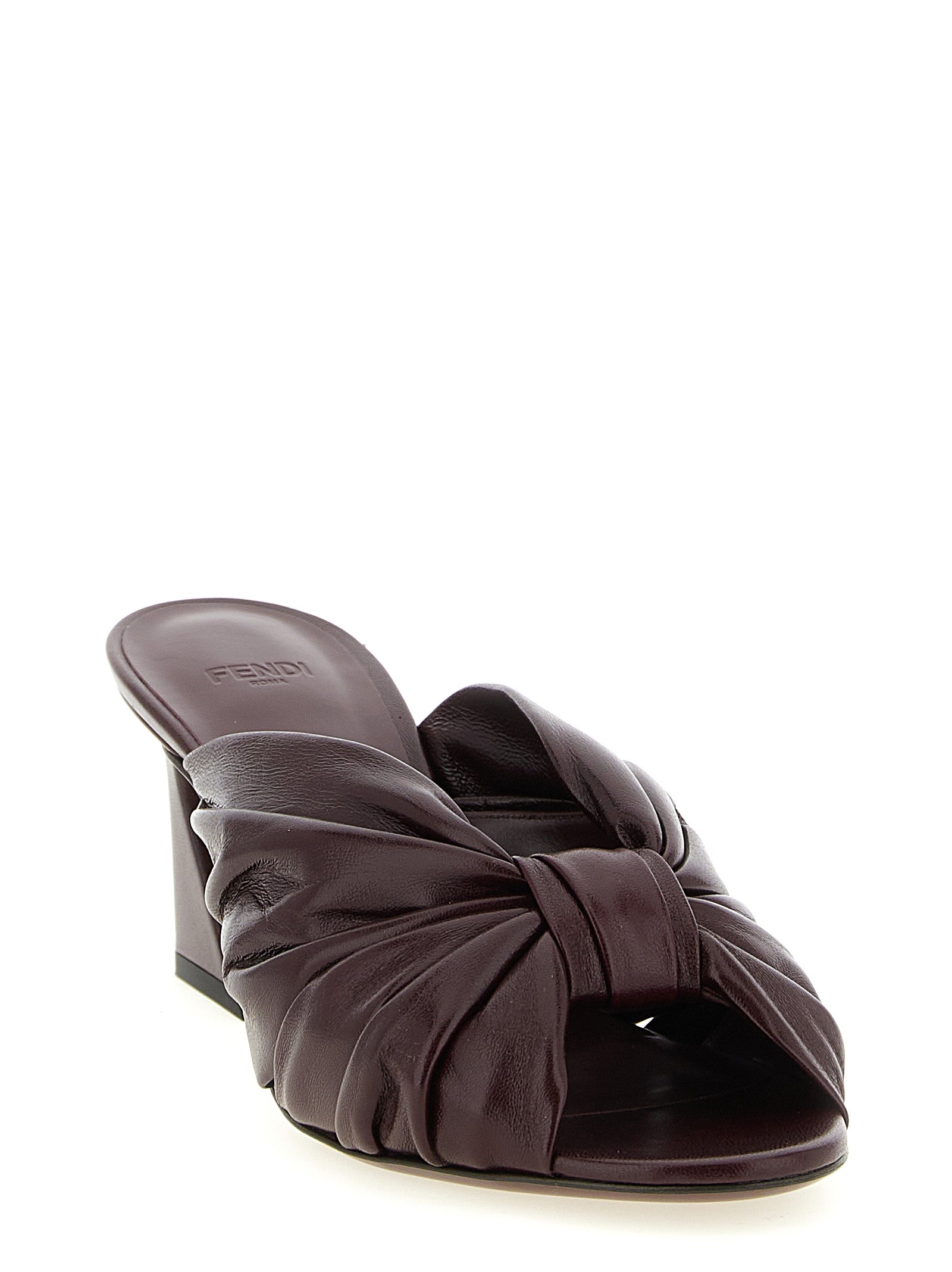 Fendi Bordeaux Arco Lambskin Platform Sandals