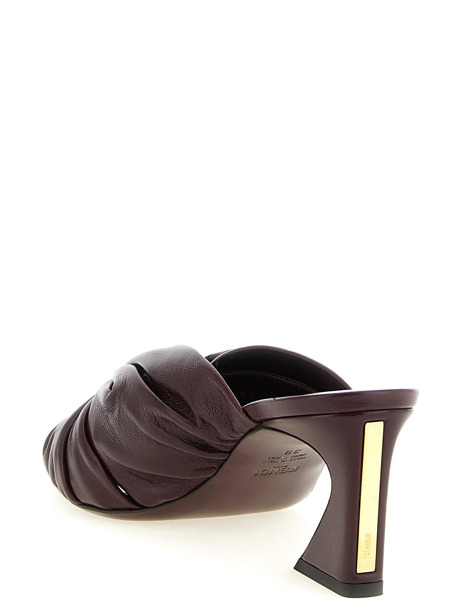 Fendi Bordeaux Arco Lambskin Platform Sandals