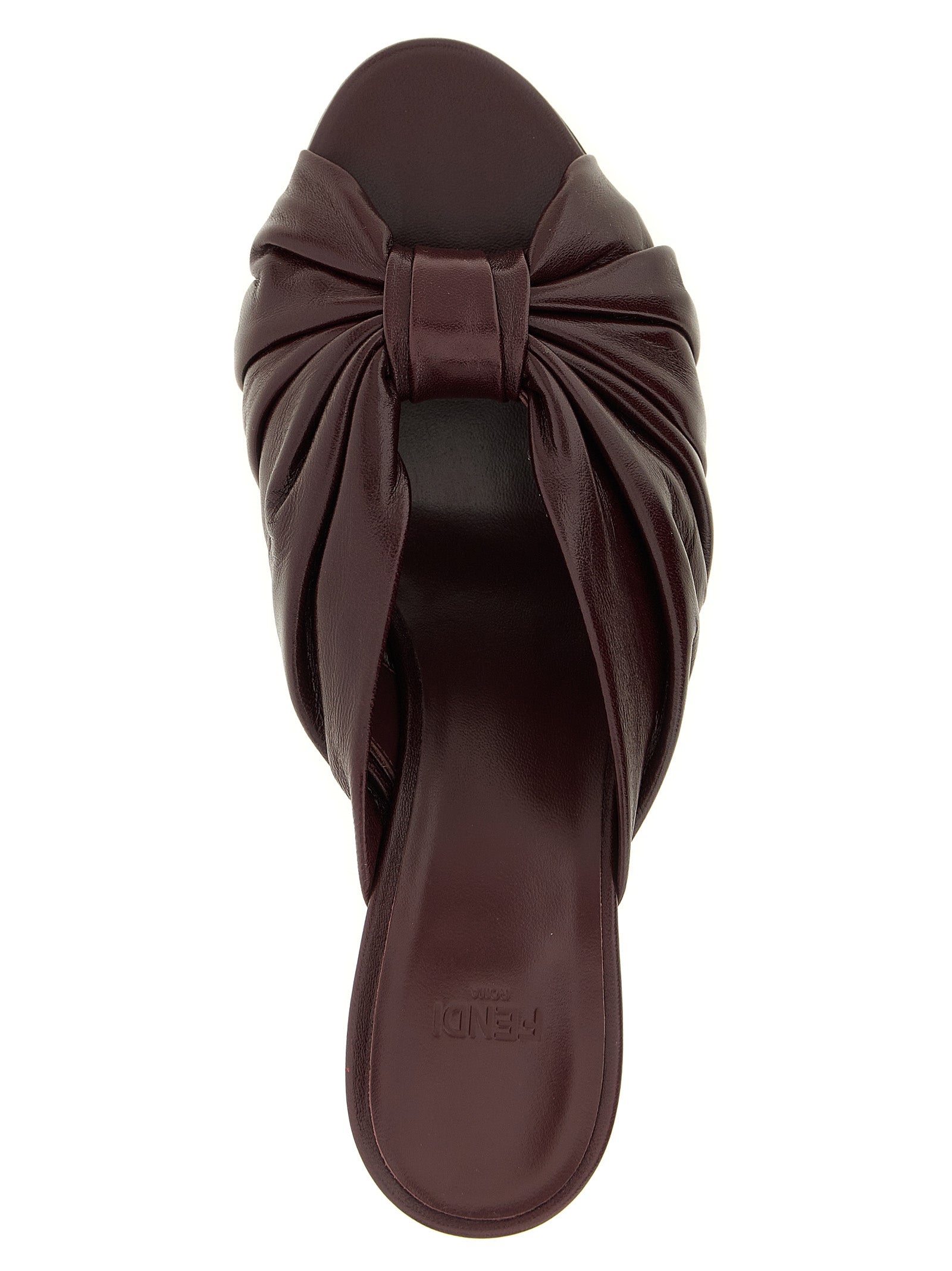 Fendi Bordeaux Arco Lambskin Platform Sandals
