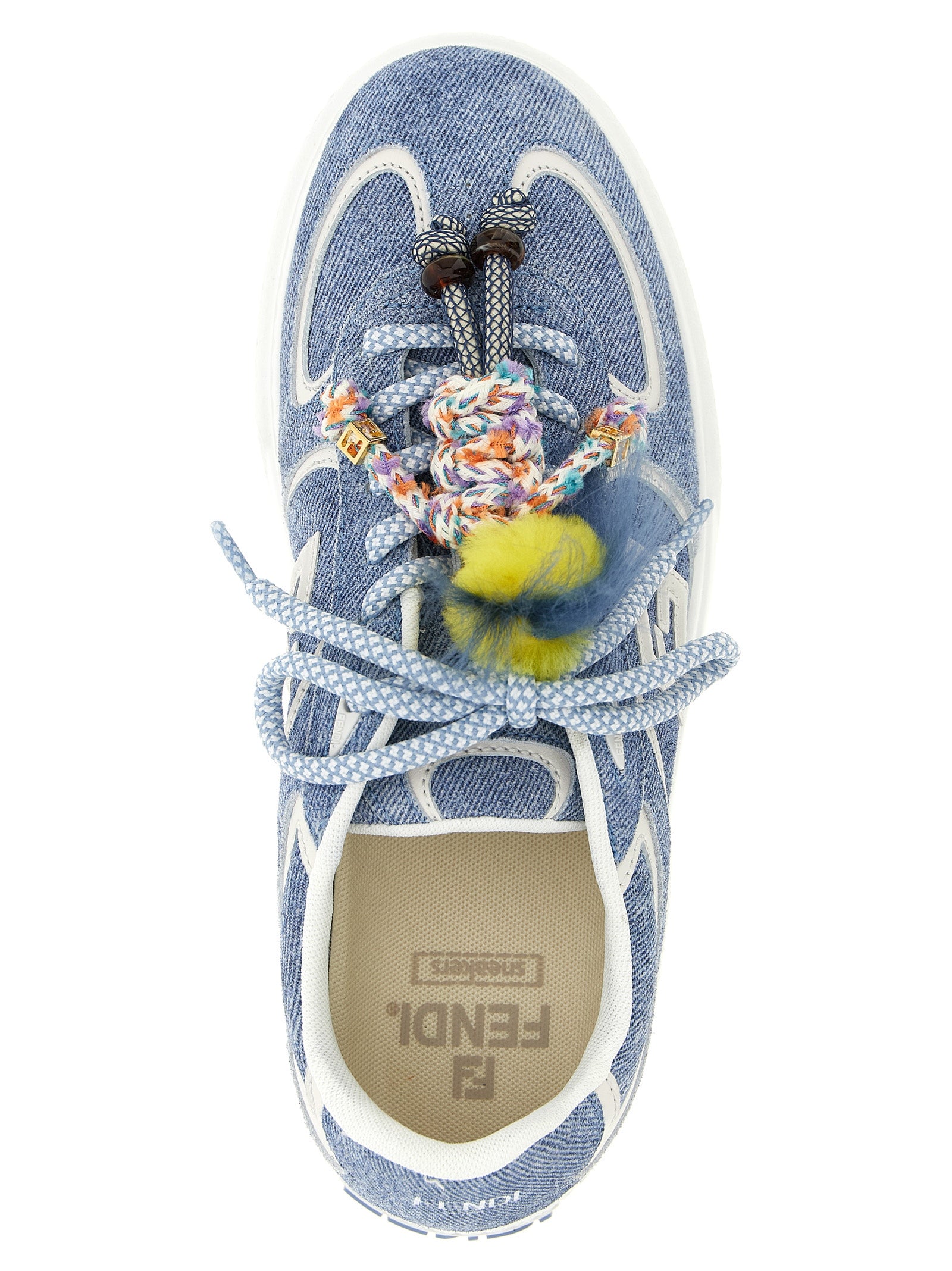Fendi Light Blue Match Platform Sneakers Calf Leather