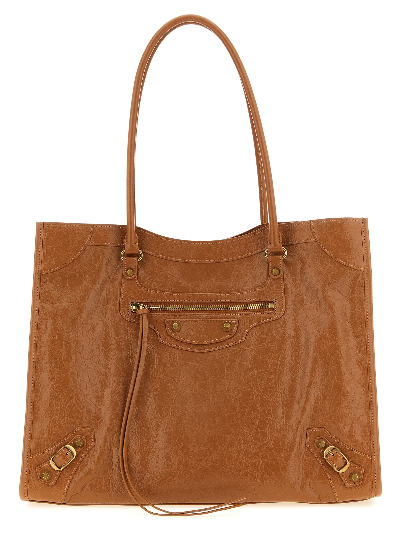 Balenciaga Brown Arena Tote Le City M Lambskin Shoulder Bag