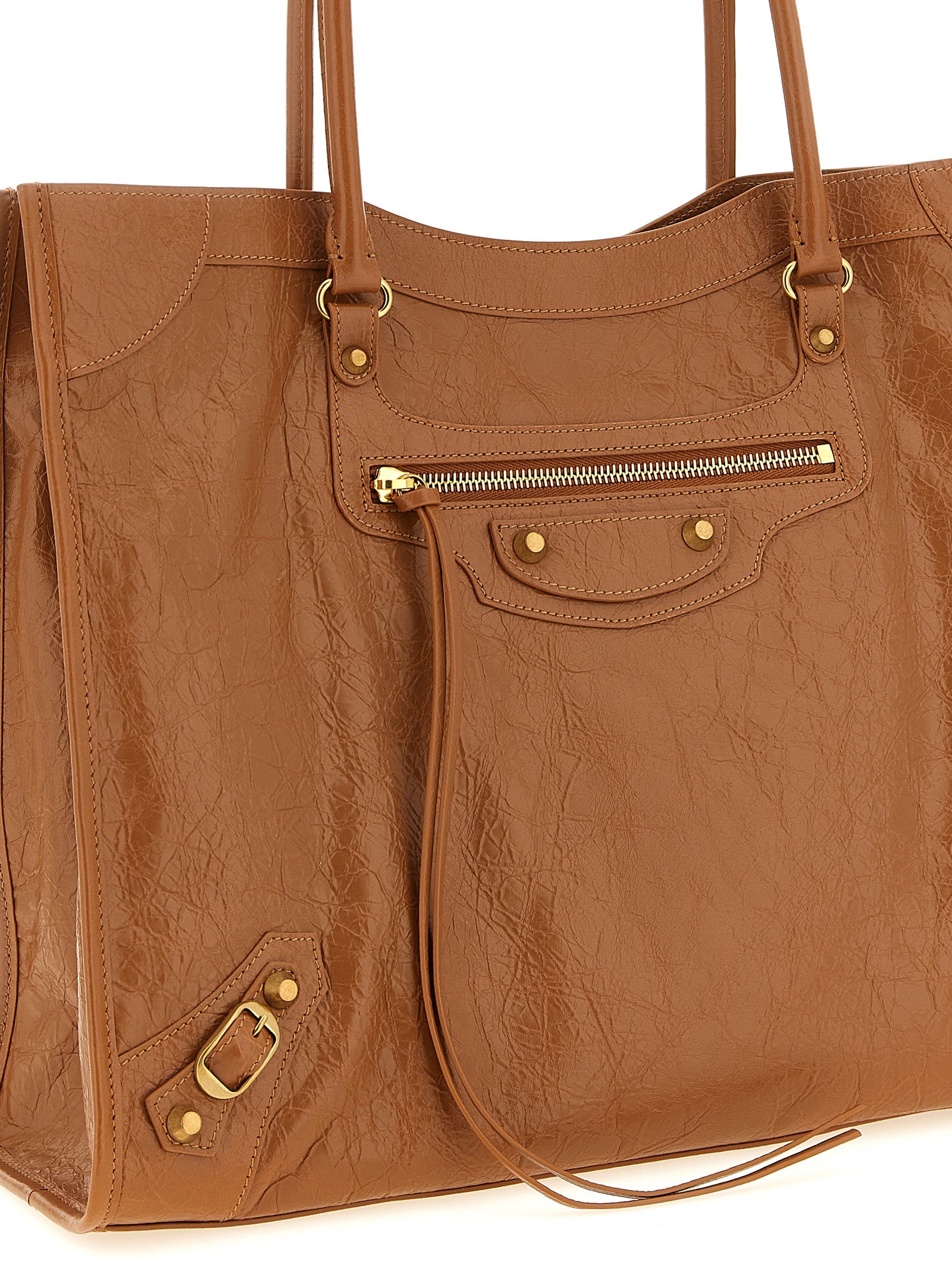 Balenciaga Brown Arena Tote Le City M Lambskin Shoulder Bag