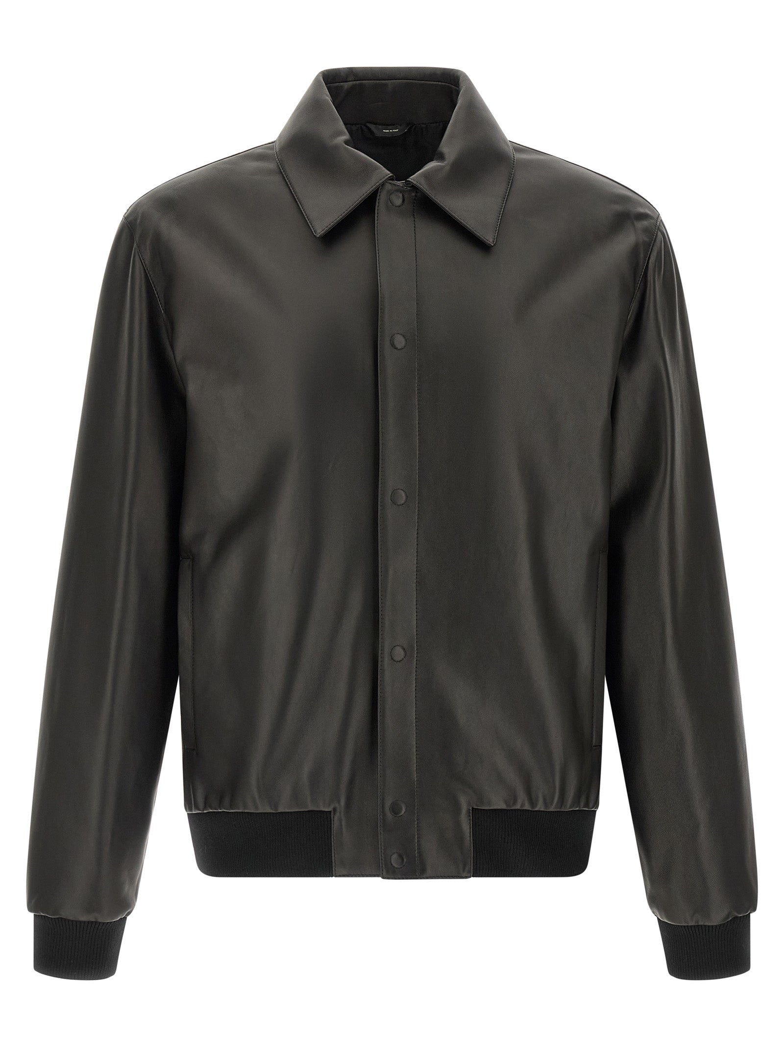 Fendi Black Leather Blouson Jacket Lambskin