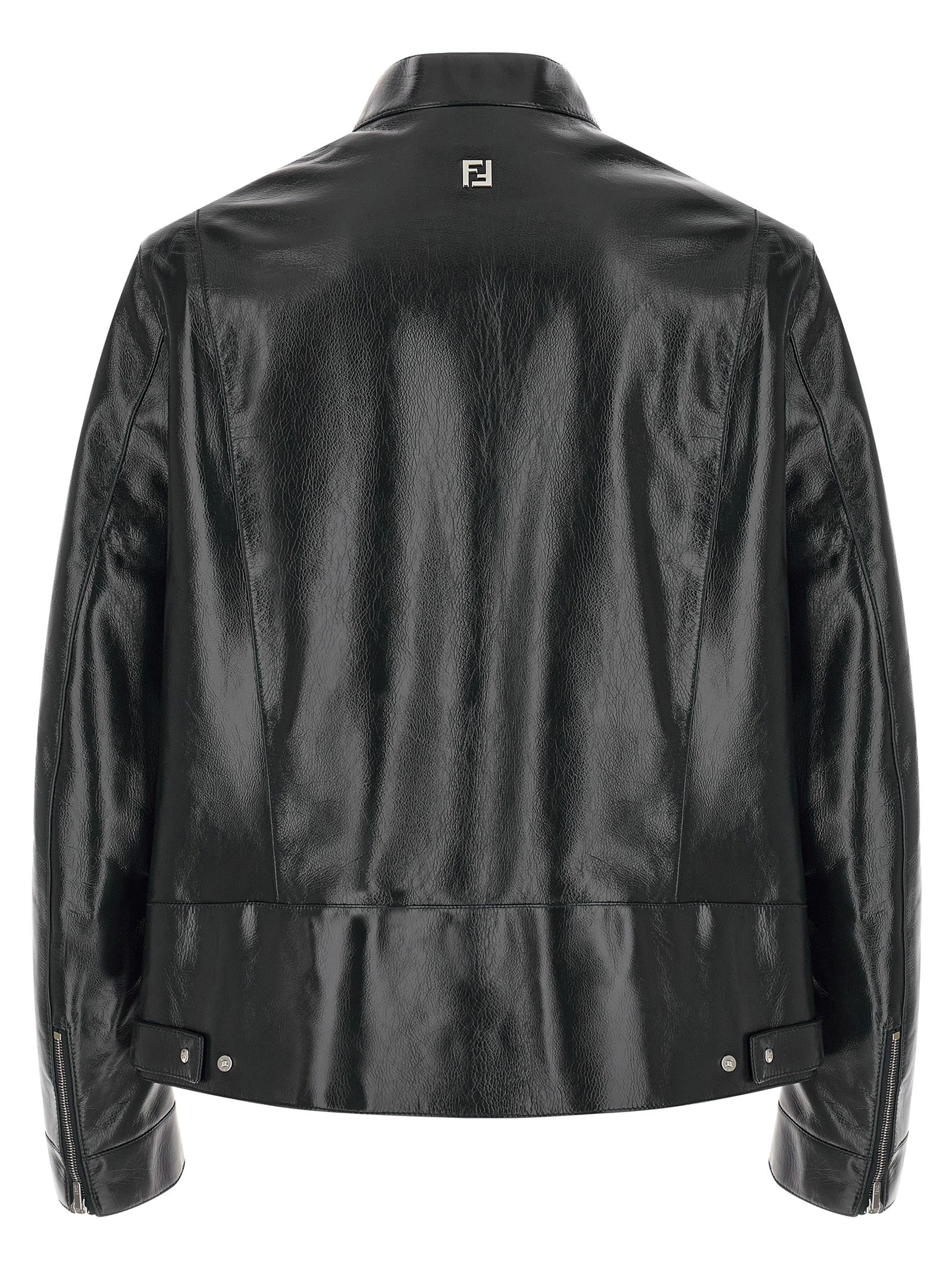 Fendi Blue Leather Blouson Jacket