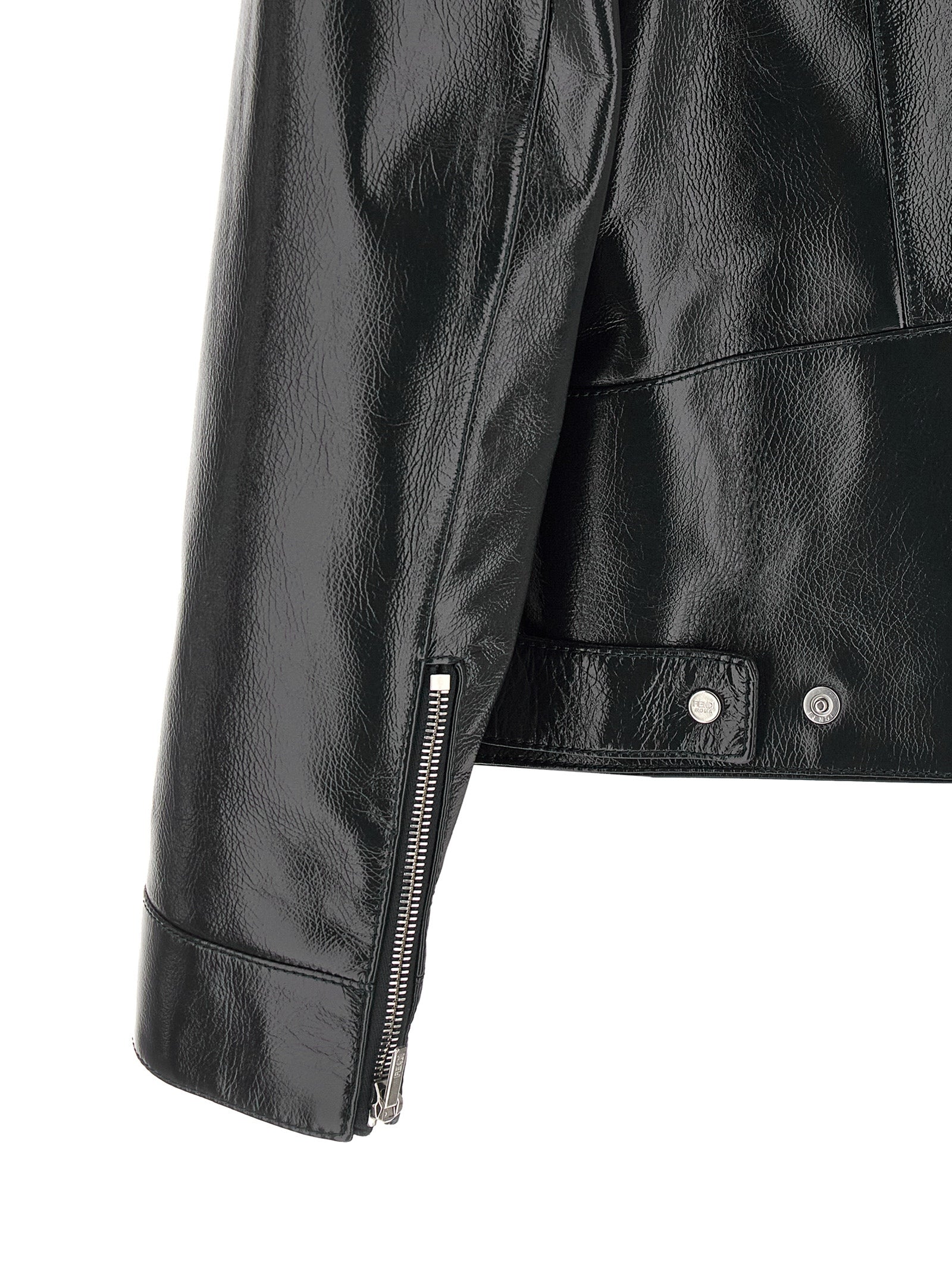 Fendi Blue Leather Blouson Jacket