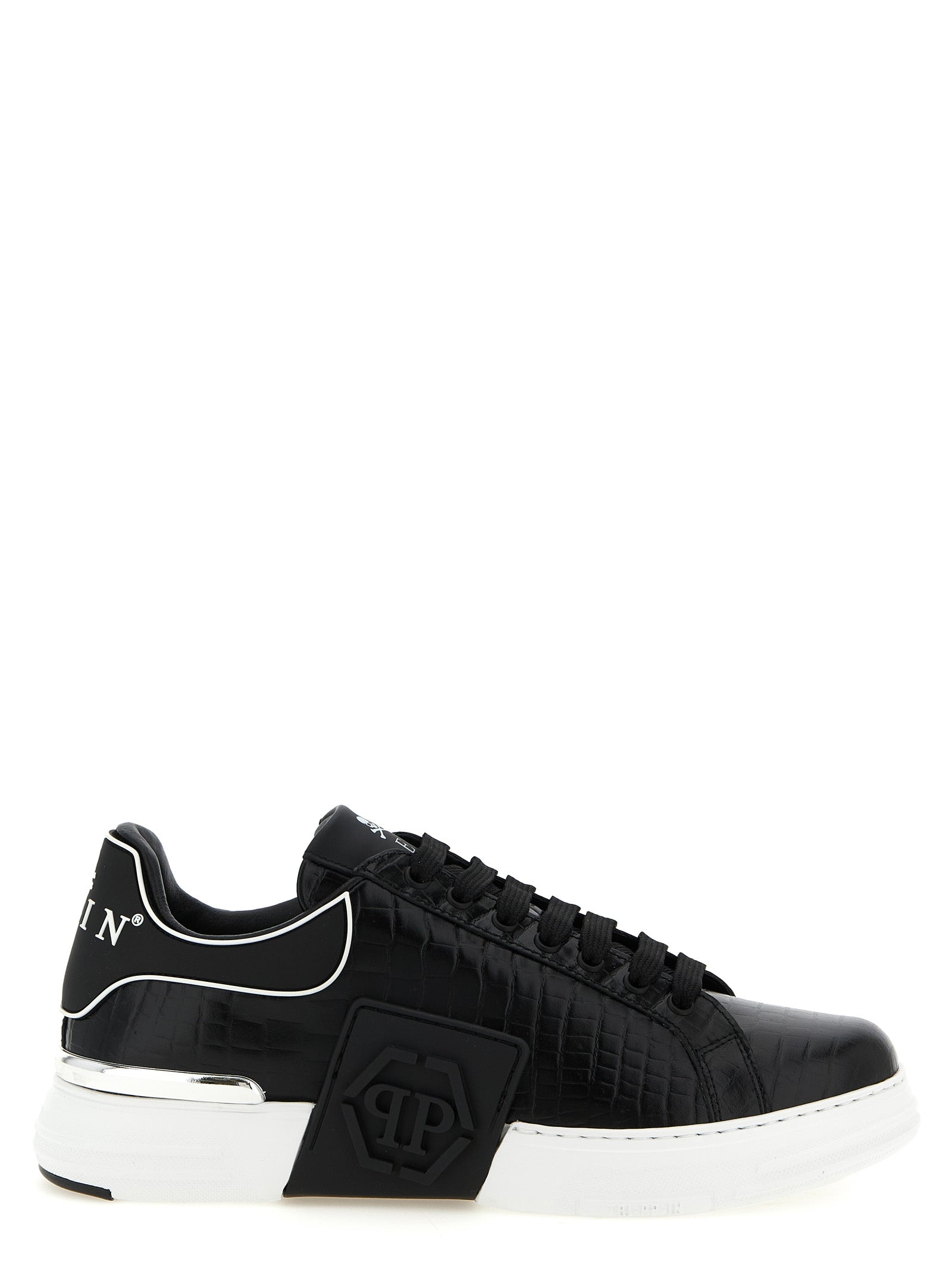 Philipp Plein Black Phantom Kick$ Low Top Leather Sneakers