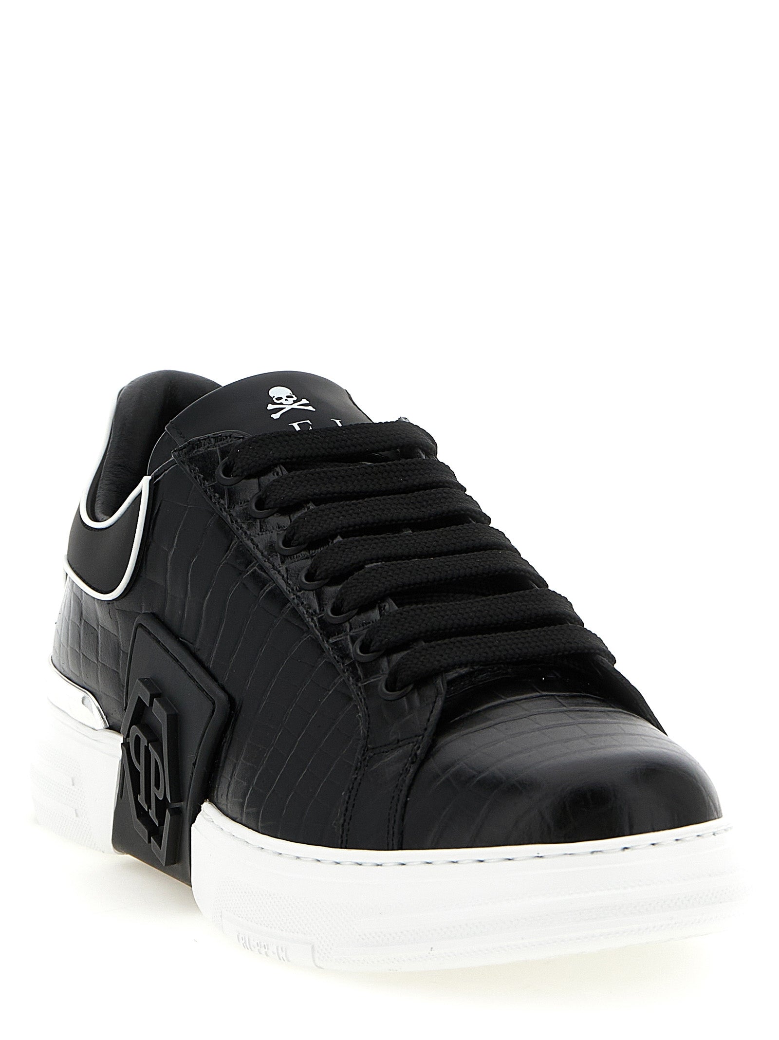 Philipp Plein Black Phantom Kick$ Low Top Leather Sneakers
