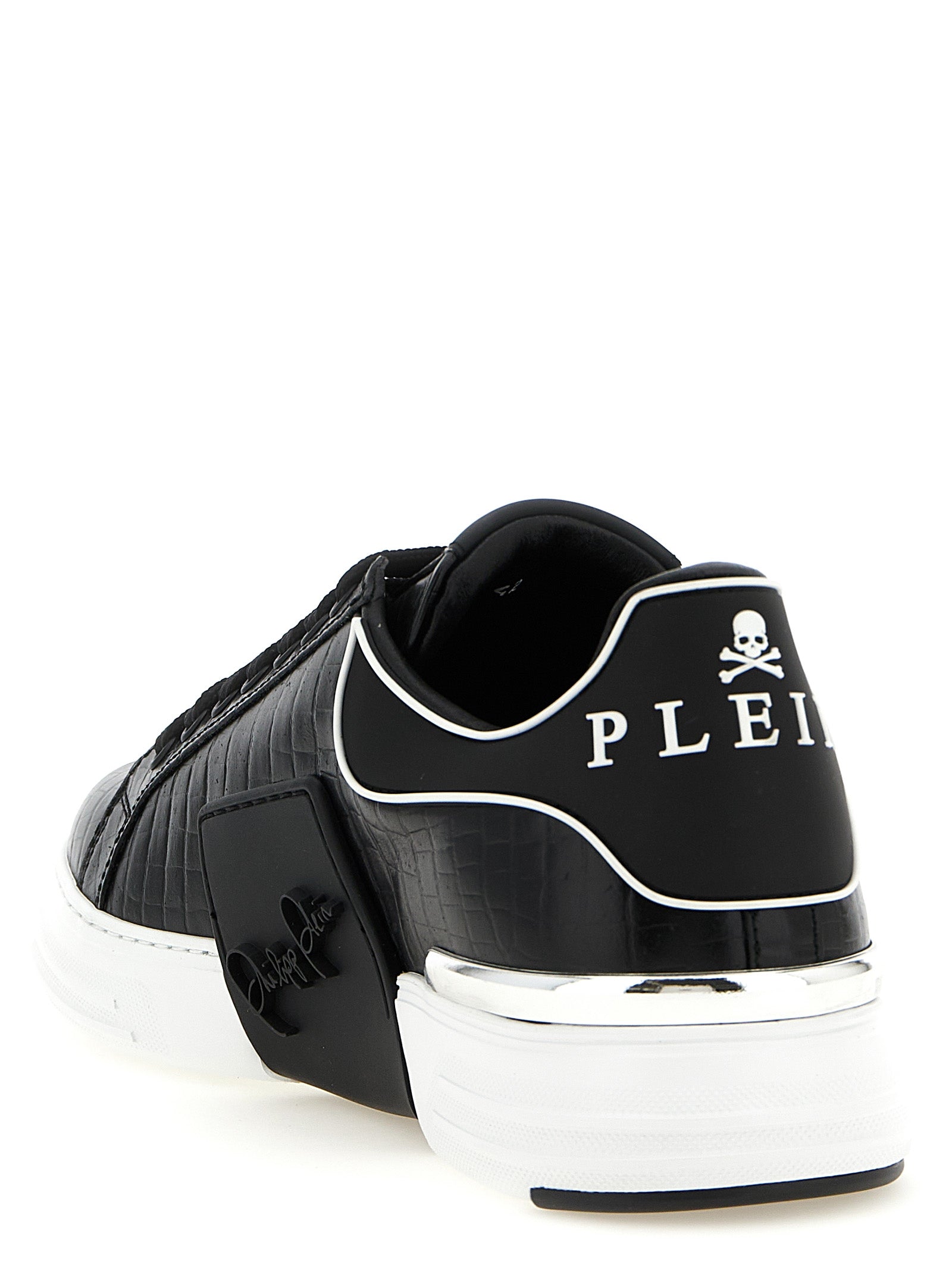 Philipp Plein Black Phantom Kick$ Low Top Leather Sneakers