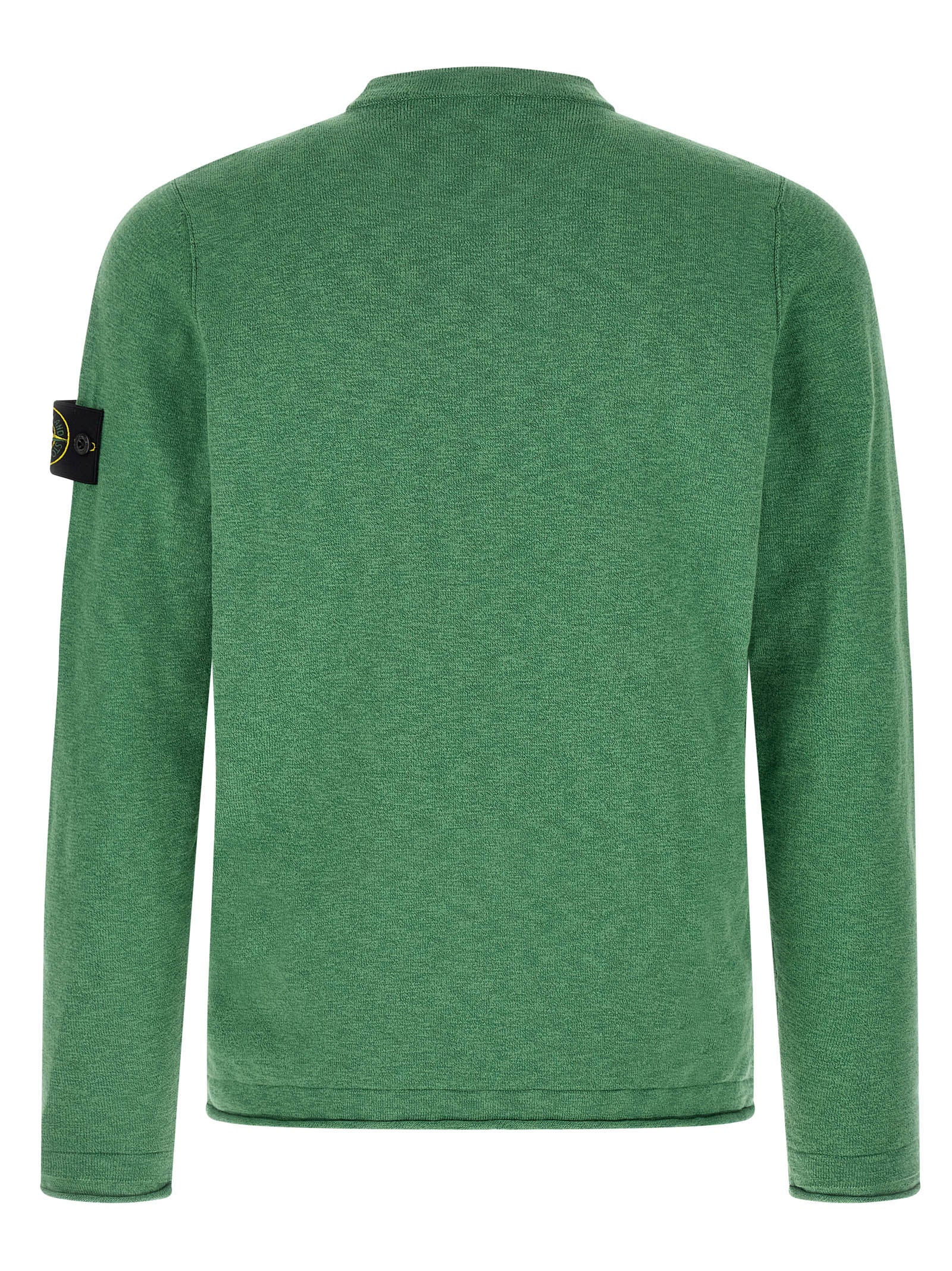 STONE ISLAND Green Bicolor Cotton Nylon Cardigan
