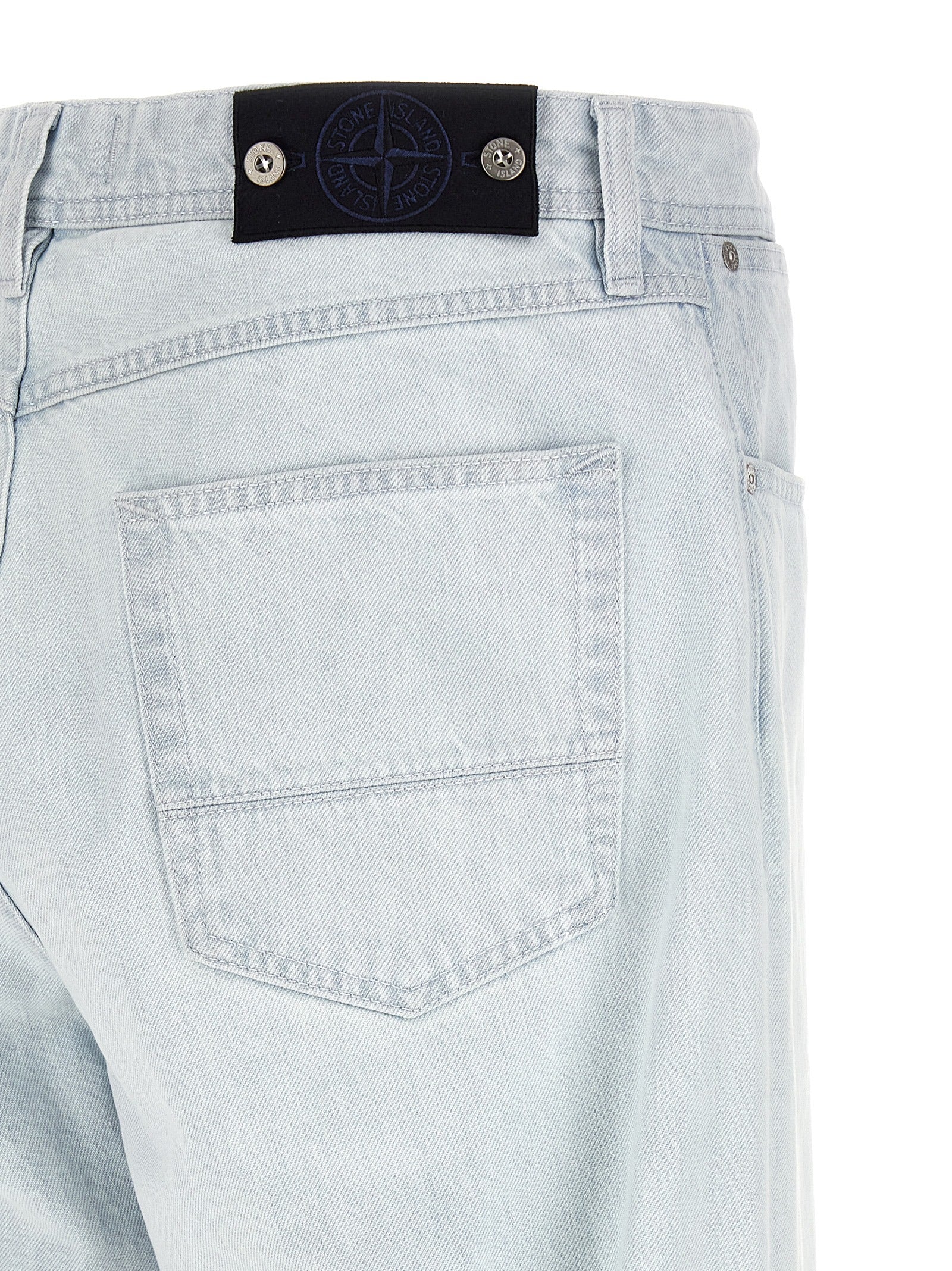 Stone Island Light Blue Indigo Denim Straight-Leg Jeans Cotton