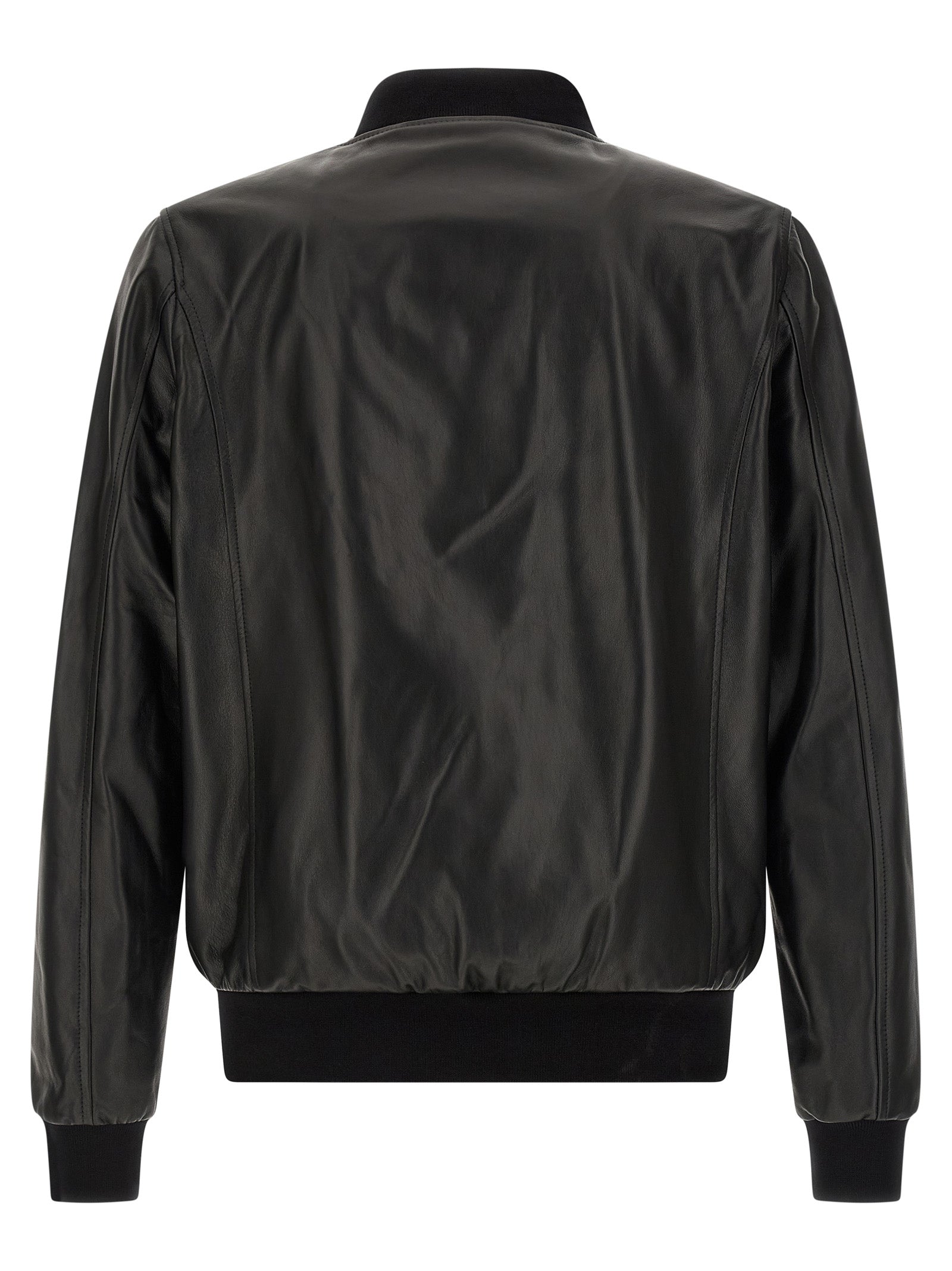 PHILIPP PLEIN Black Billy Lambskin Leather Bomber Jacket