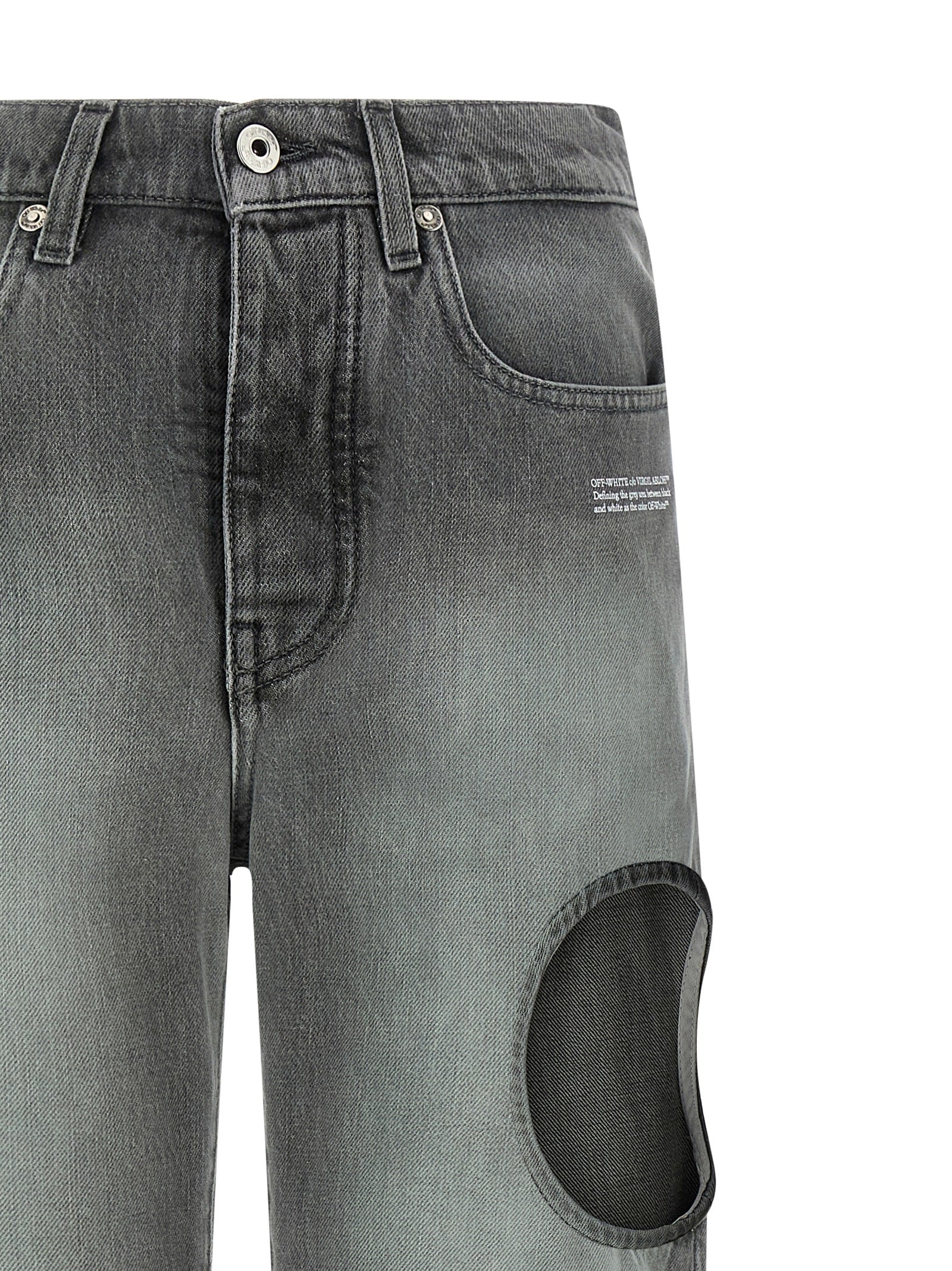 Off-White Gray Spray New Meteor Cotton Straight-Leg Jeans