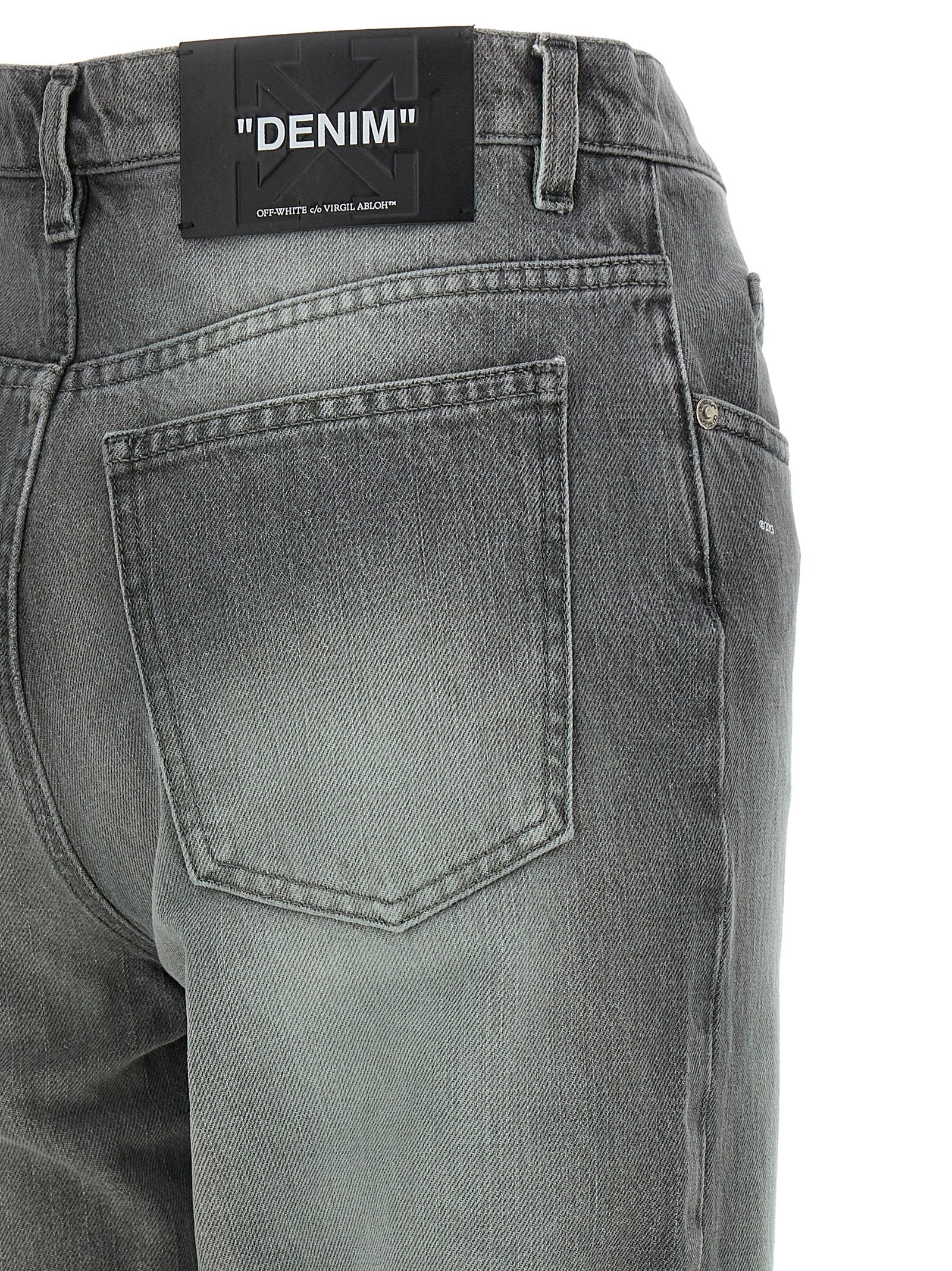 Off-White Gray Spray New Meteor Cotton Straight-Leg Jeans