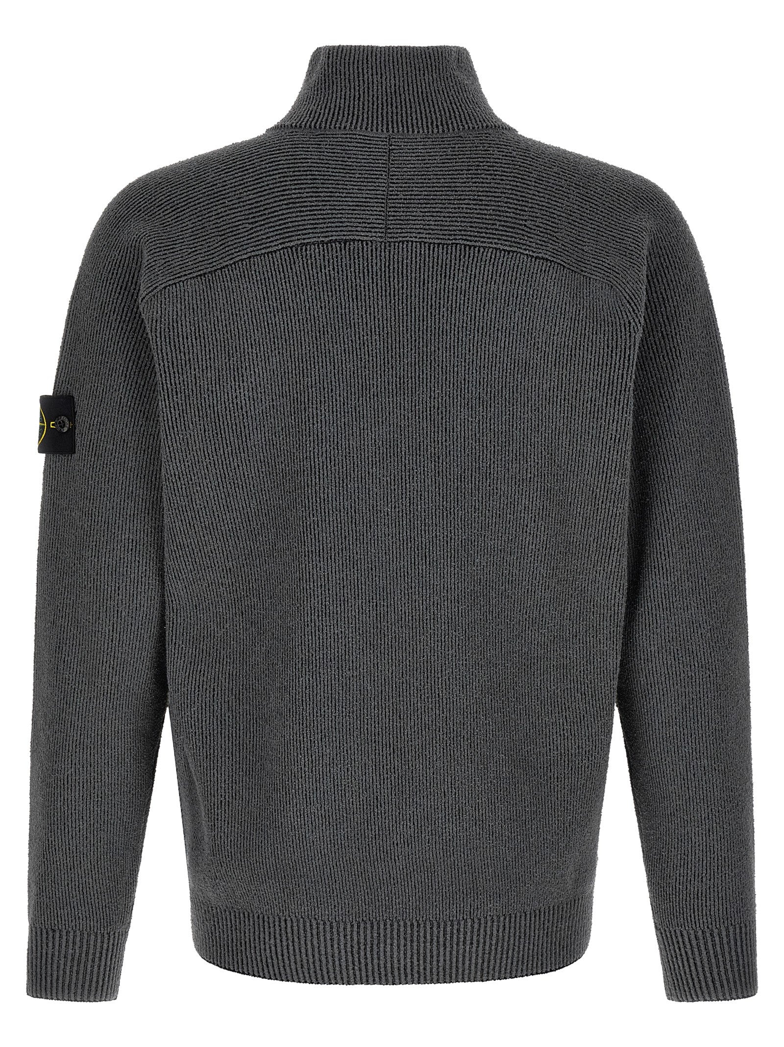 Stone Island Gray Cotton Nylon Cardigan