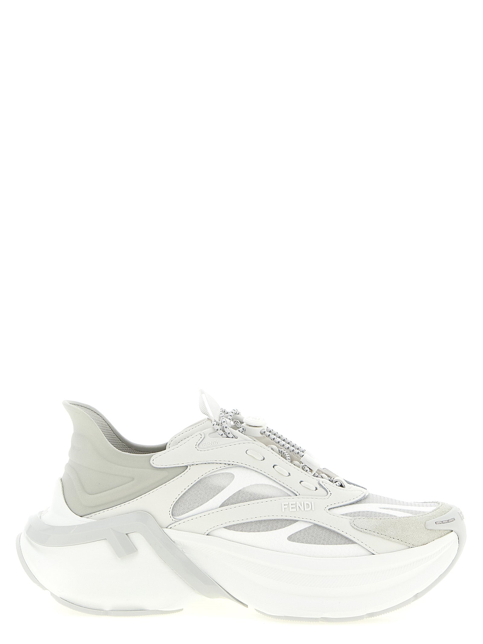 Fendi Gray F-Light Athletic Sneakers Leather