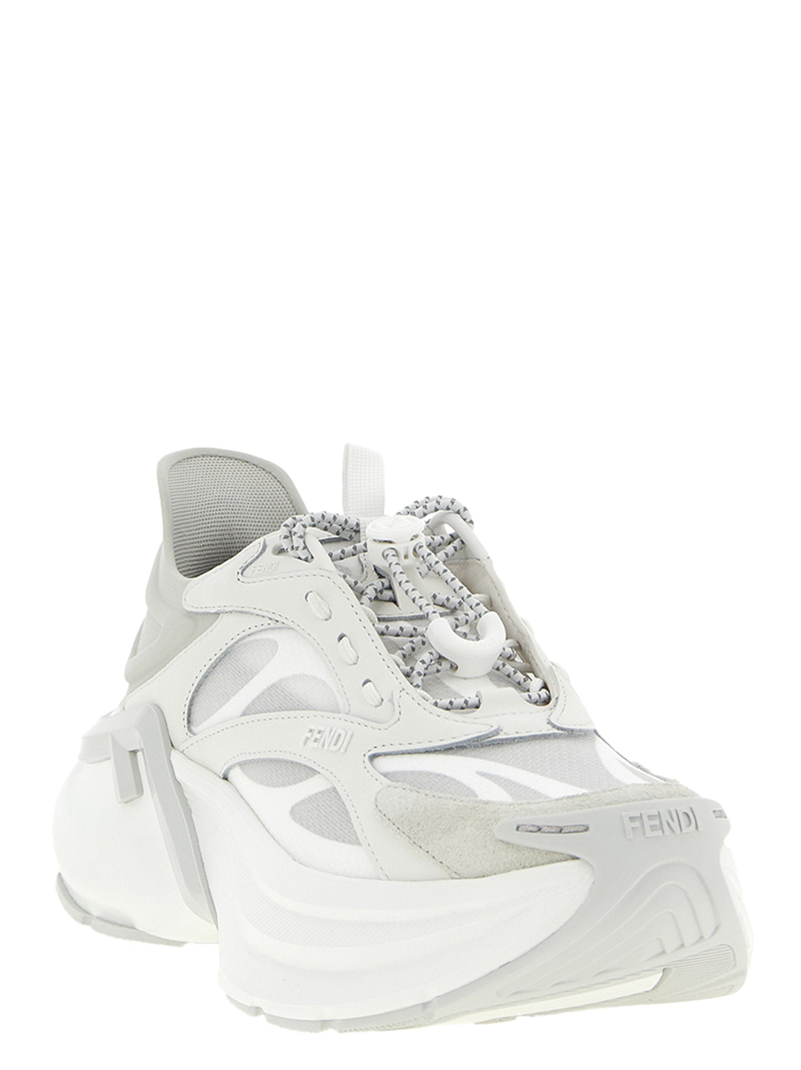 Fendi Gray F-Light Athletic Sneakers Leather