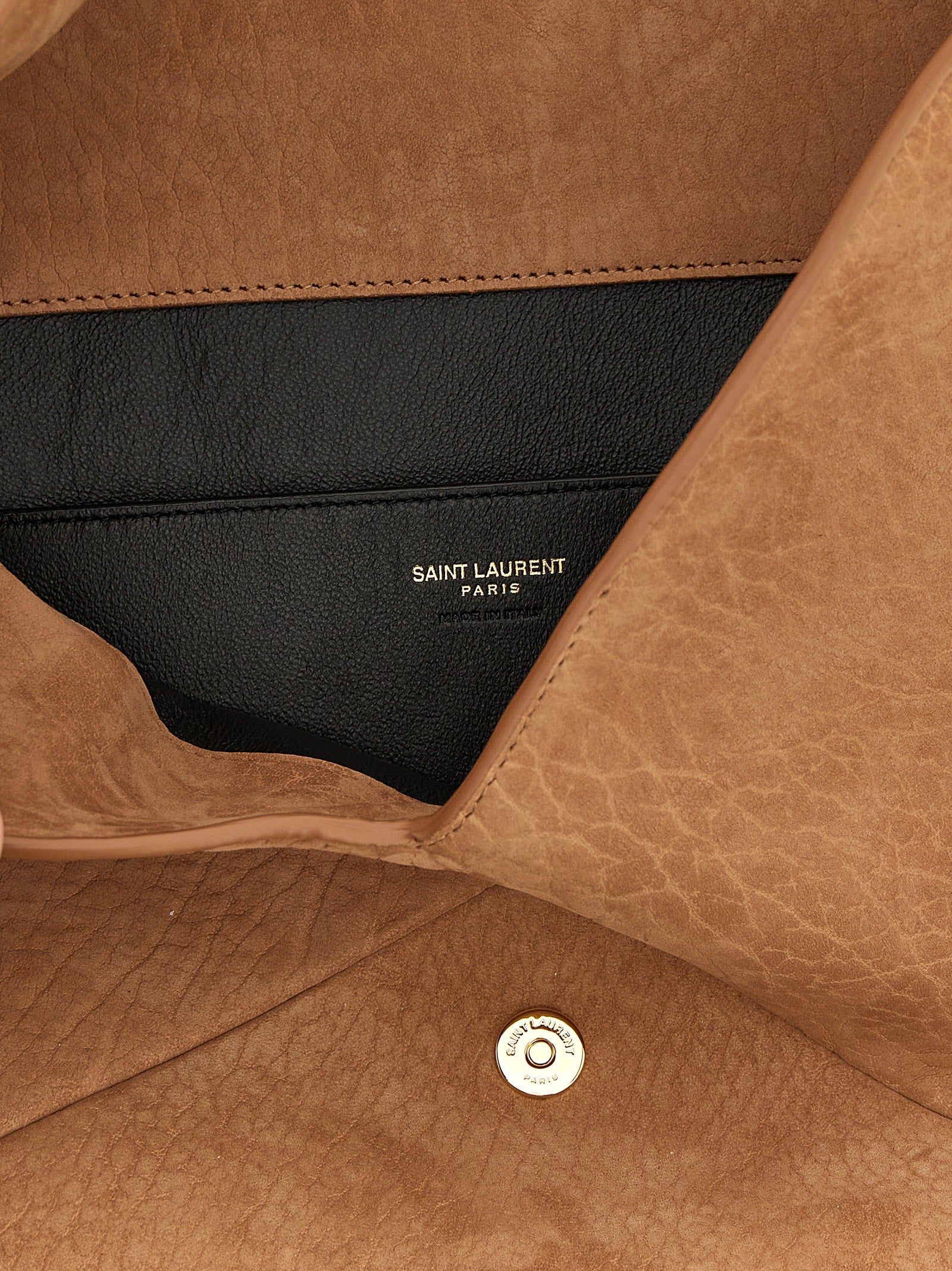 Saint Laurent Brown Envelope Maxi Lambskin Clutch Bag