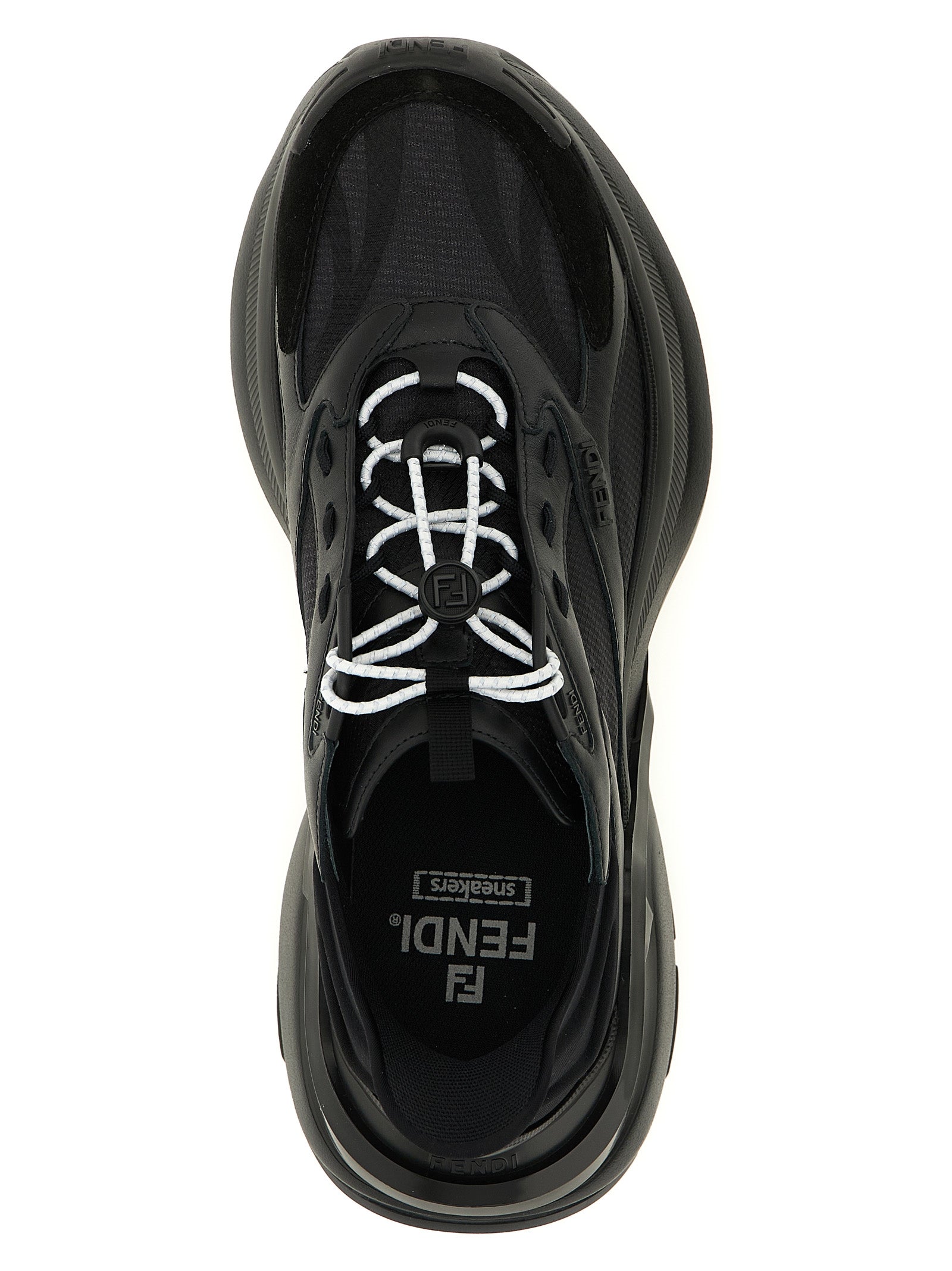 Fendi Black F-Light Athletic Sneakers Calf Leather
