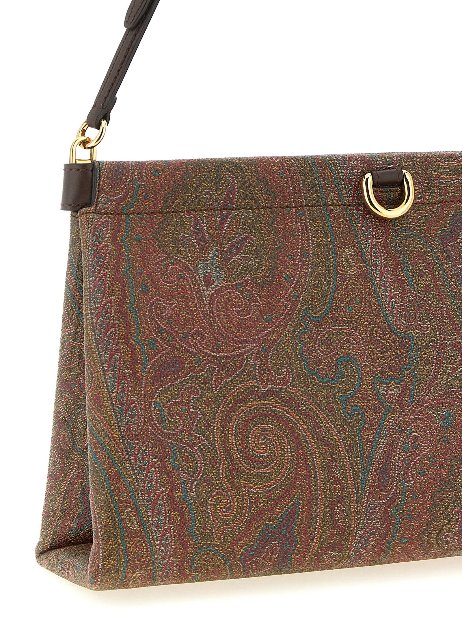 Etro Brown Talk Cotton Clutch Bag