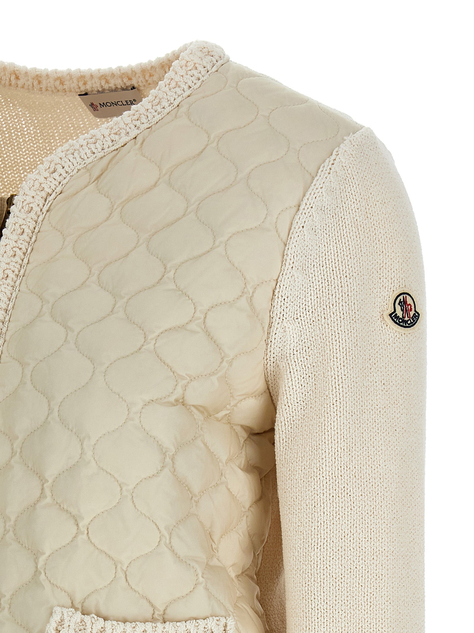 Moncler Beige Cotton Nylon Cardigan