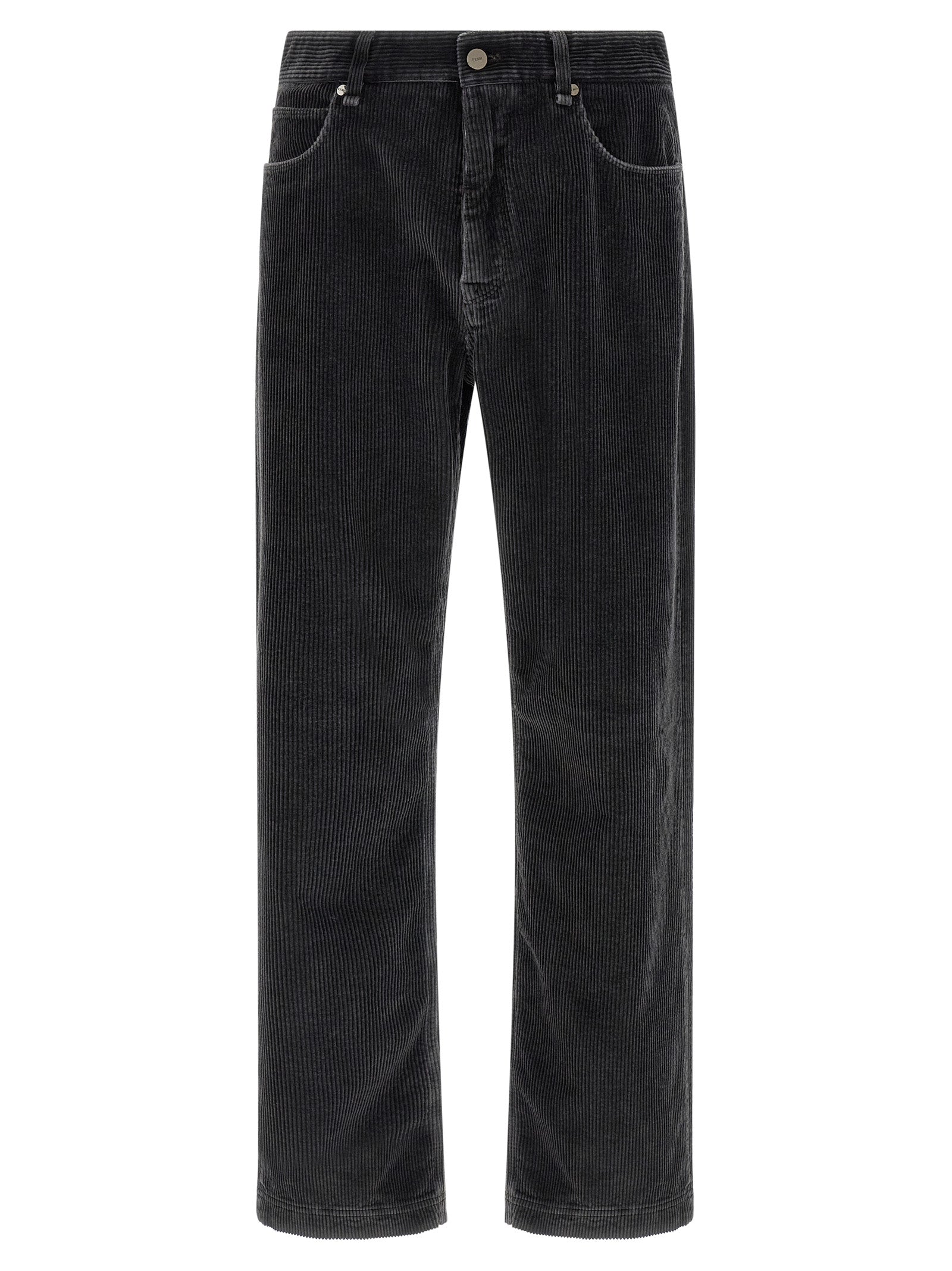 Fendi Gray Cotton Velvet Trousers