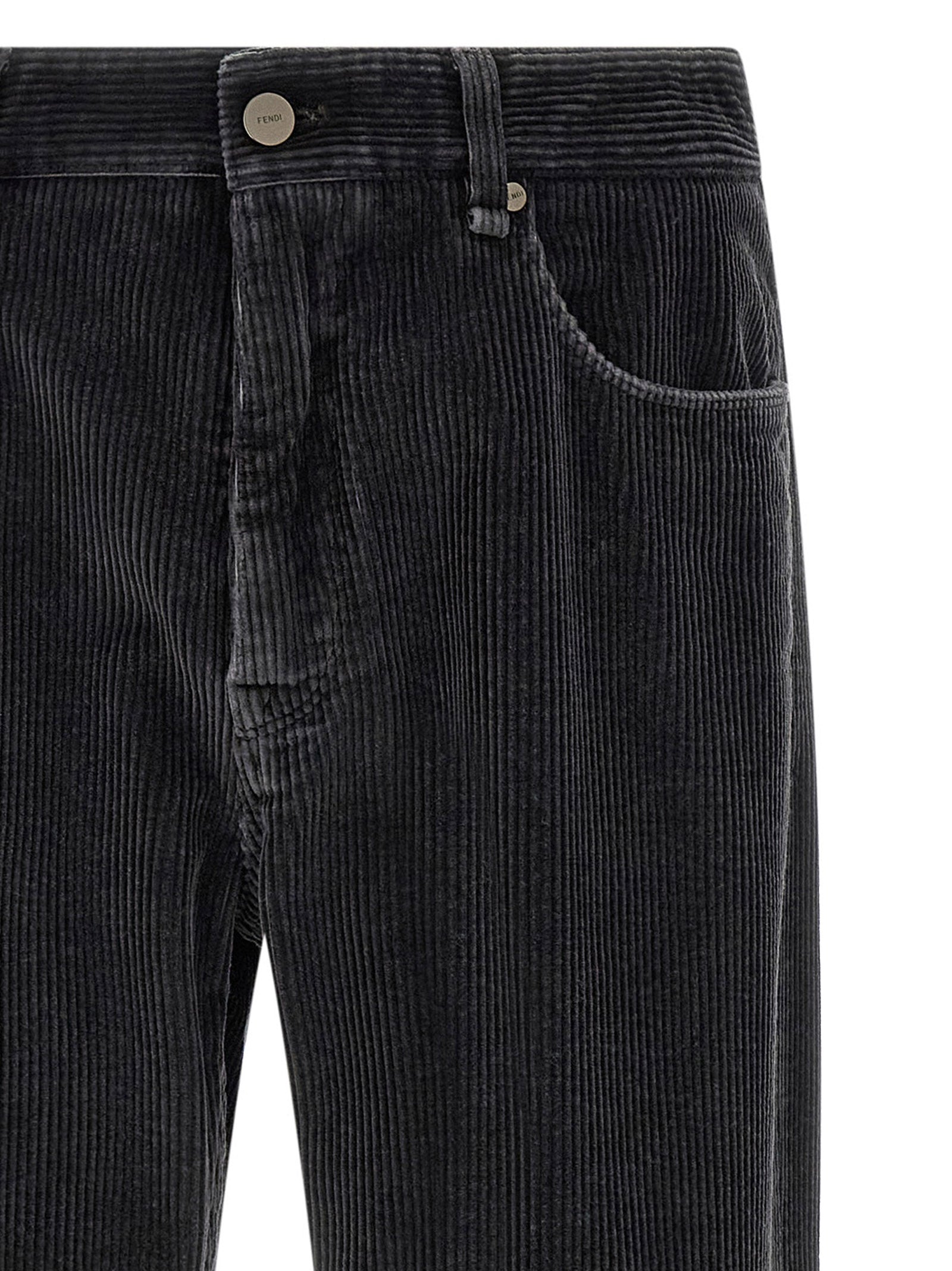 Fendi Gray Cotton Velvet Trousers