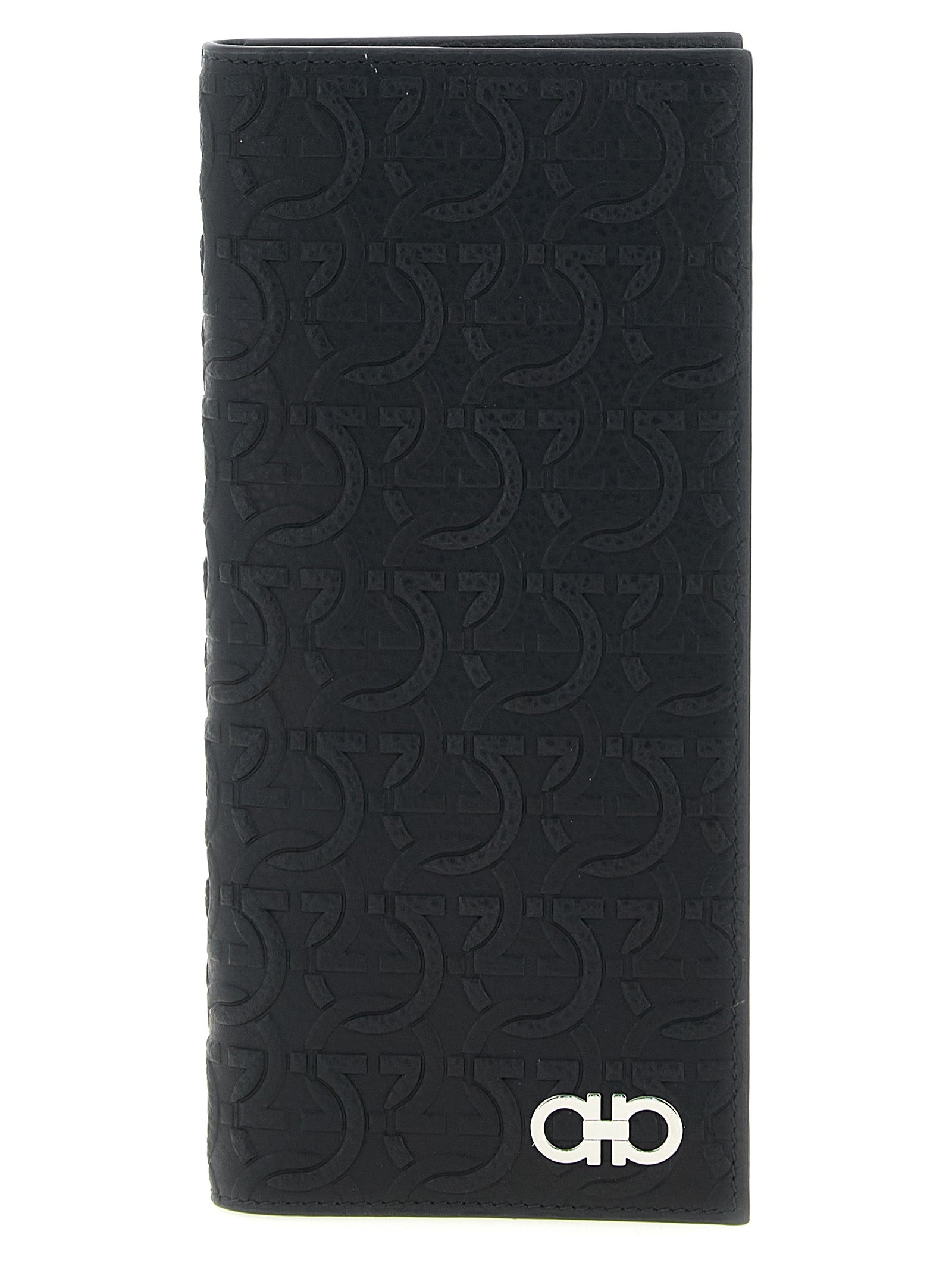 Ferragamo Black Gancini Embossed Calf Leather Wallet