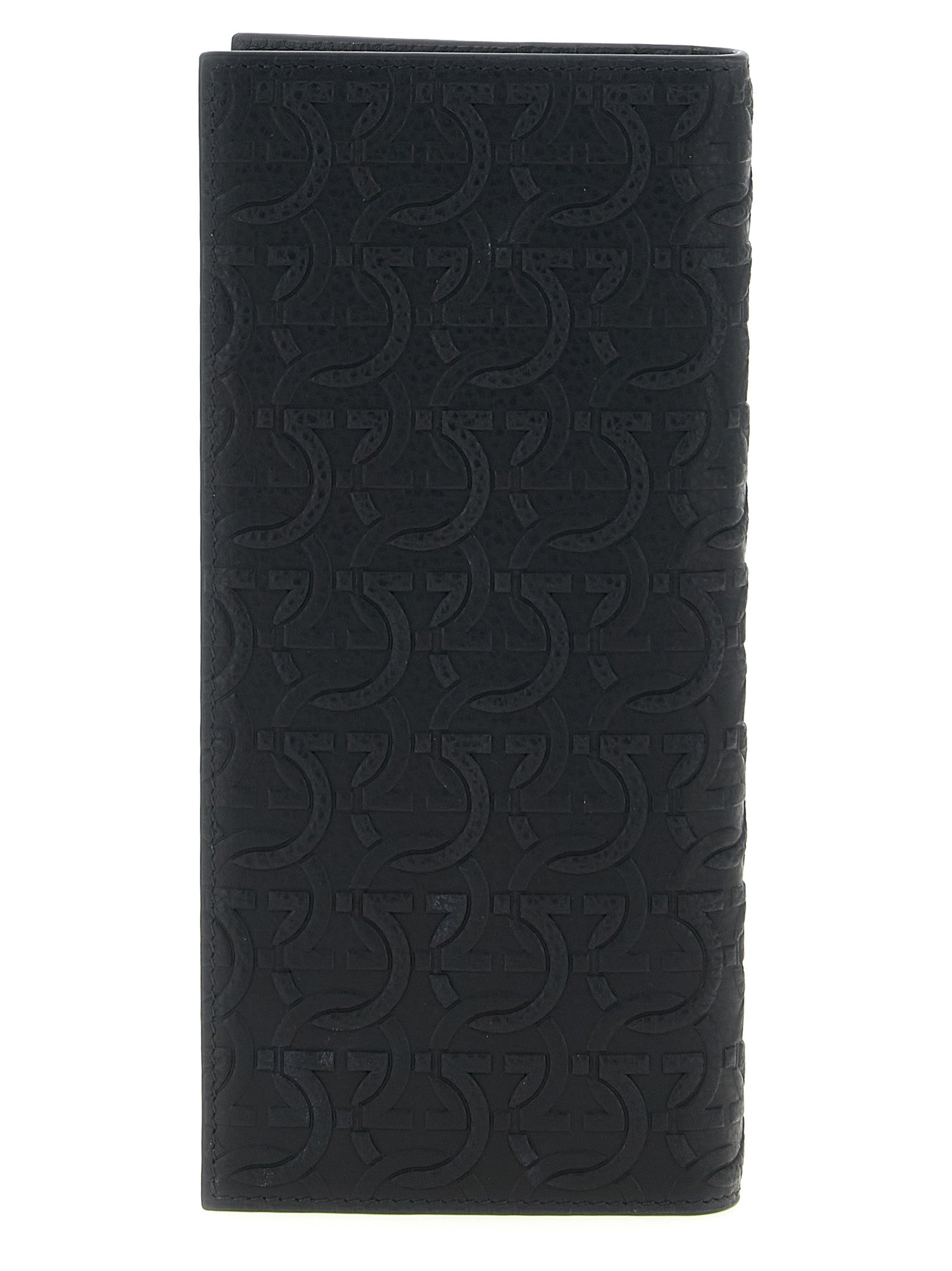 Ferragamo Black Gancini Embossed Calf Leather Wallet