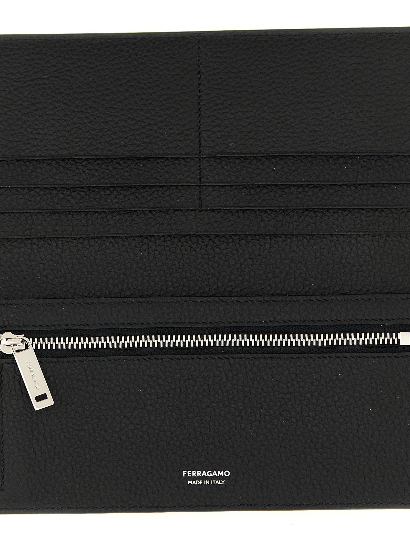 Ferragamo Black Gancini Embossed Calf Leather Wallet