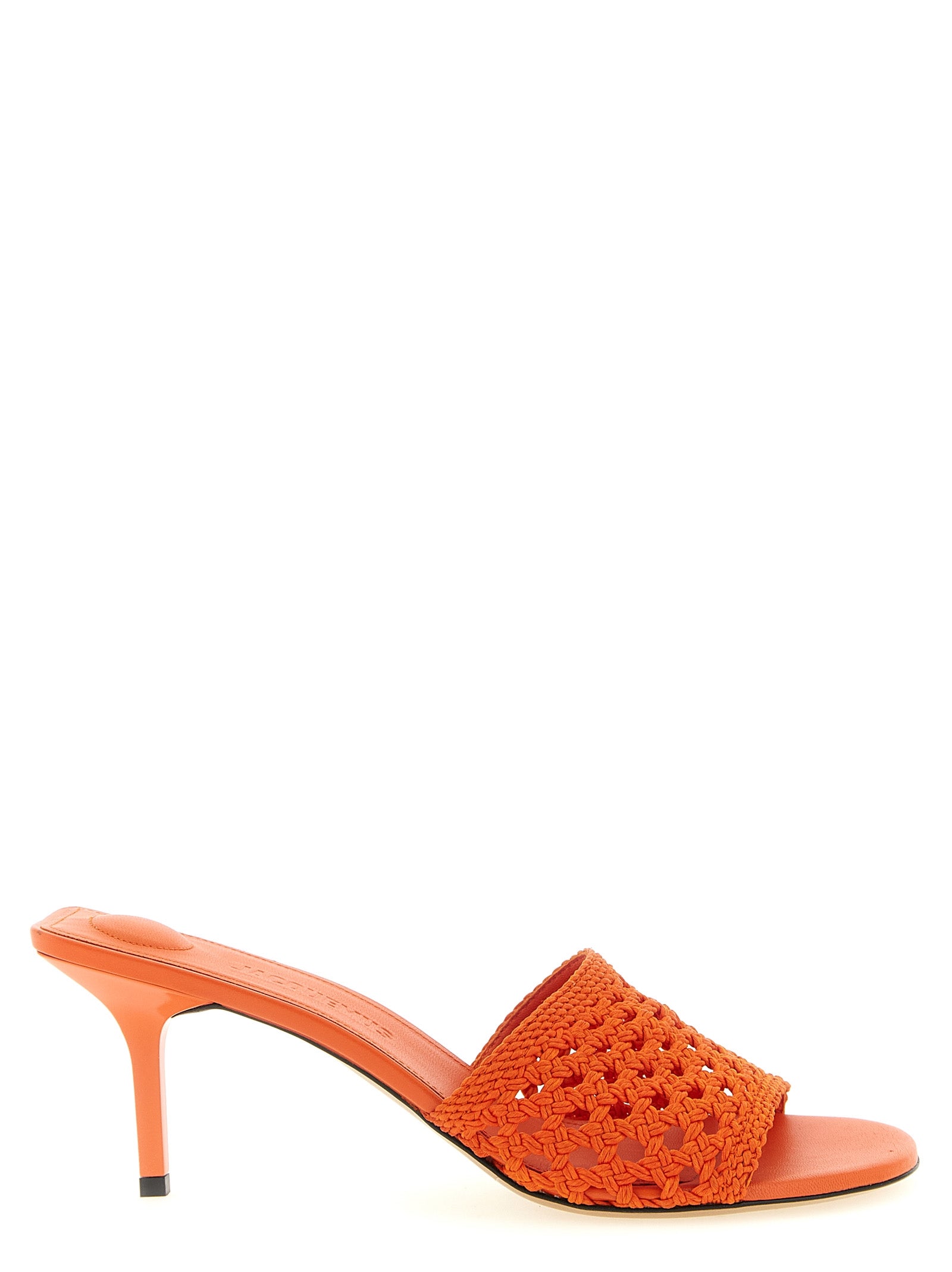 Jacquemus Orange Les Mules Cubisto Raffia Platform Sandals