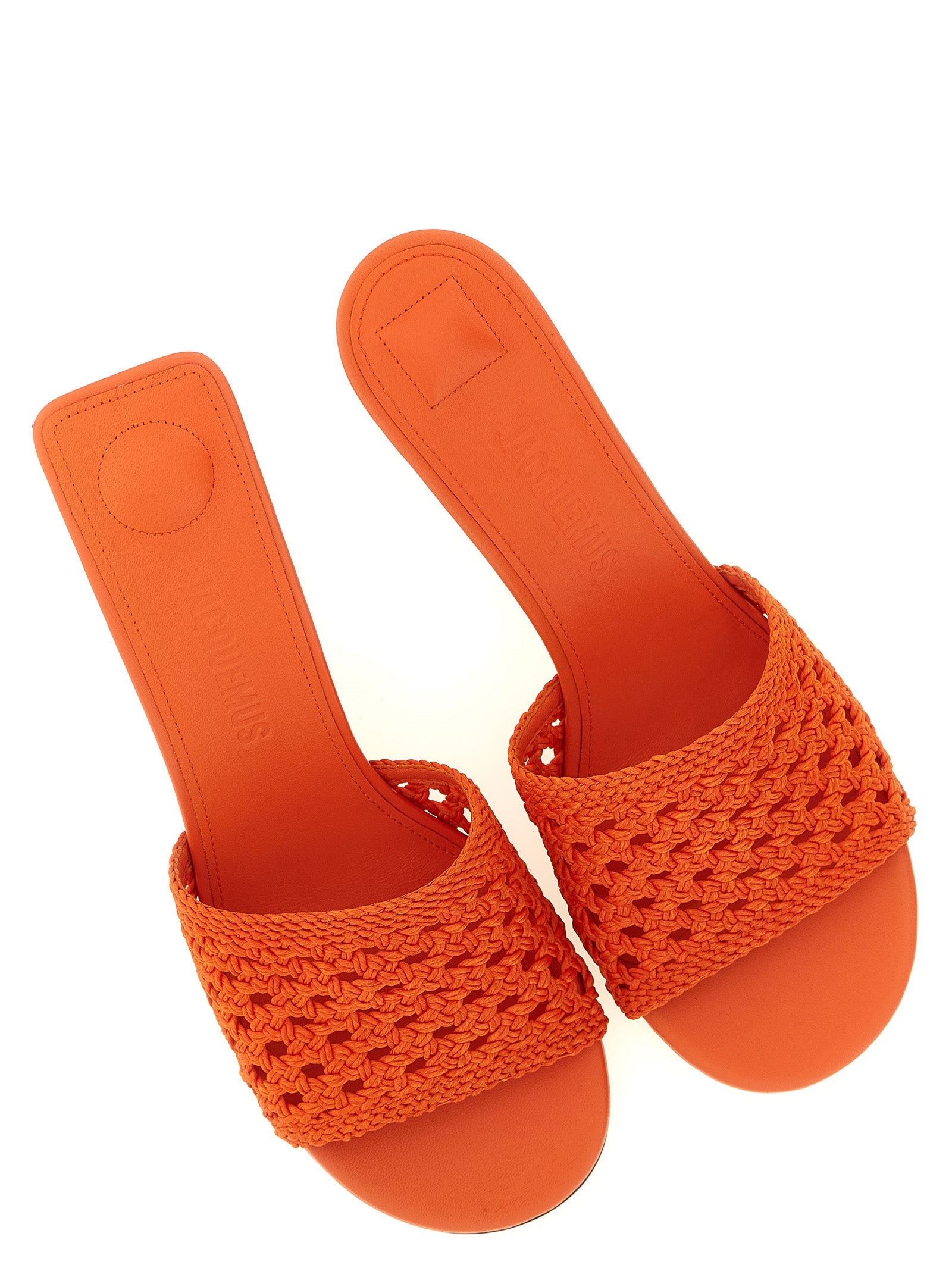 Jacquemus Orange Les Mules Cubisto Raffia Platform Sandals