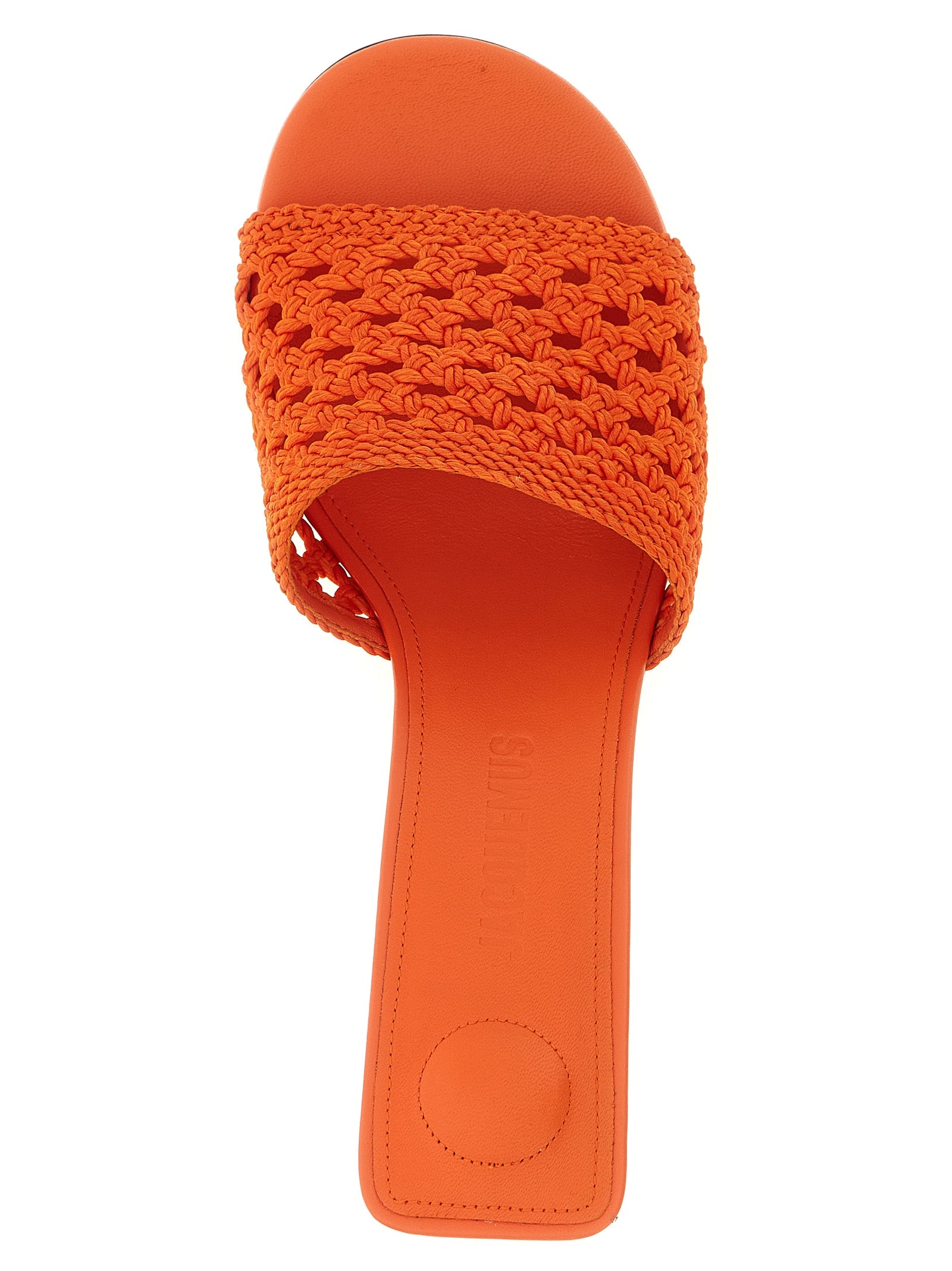 Jacquemus Orange Les Mules Cubisto Raffia Platform Sandals