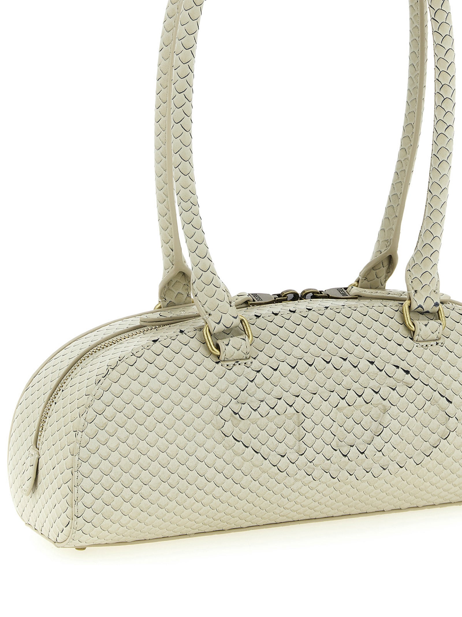 Diesel Beige 1DR Dome Leather Shoulder Bag
