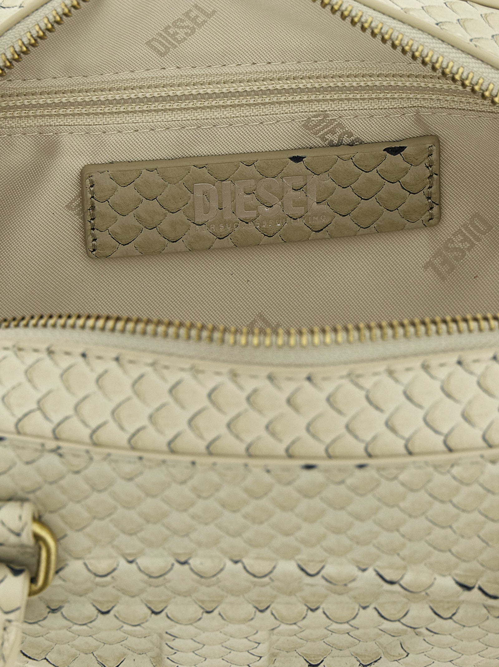 Diesel Beige 1DR Dome Leather Shoulder Bag
