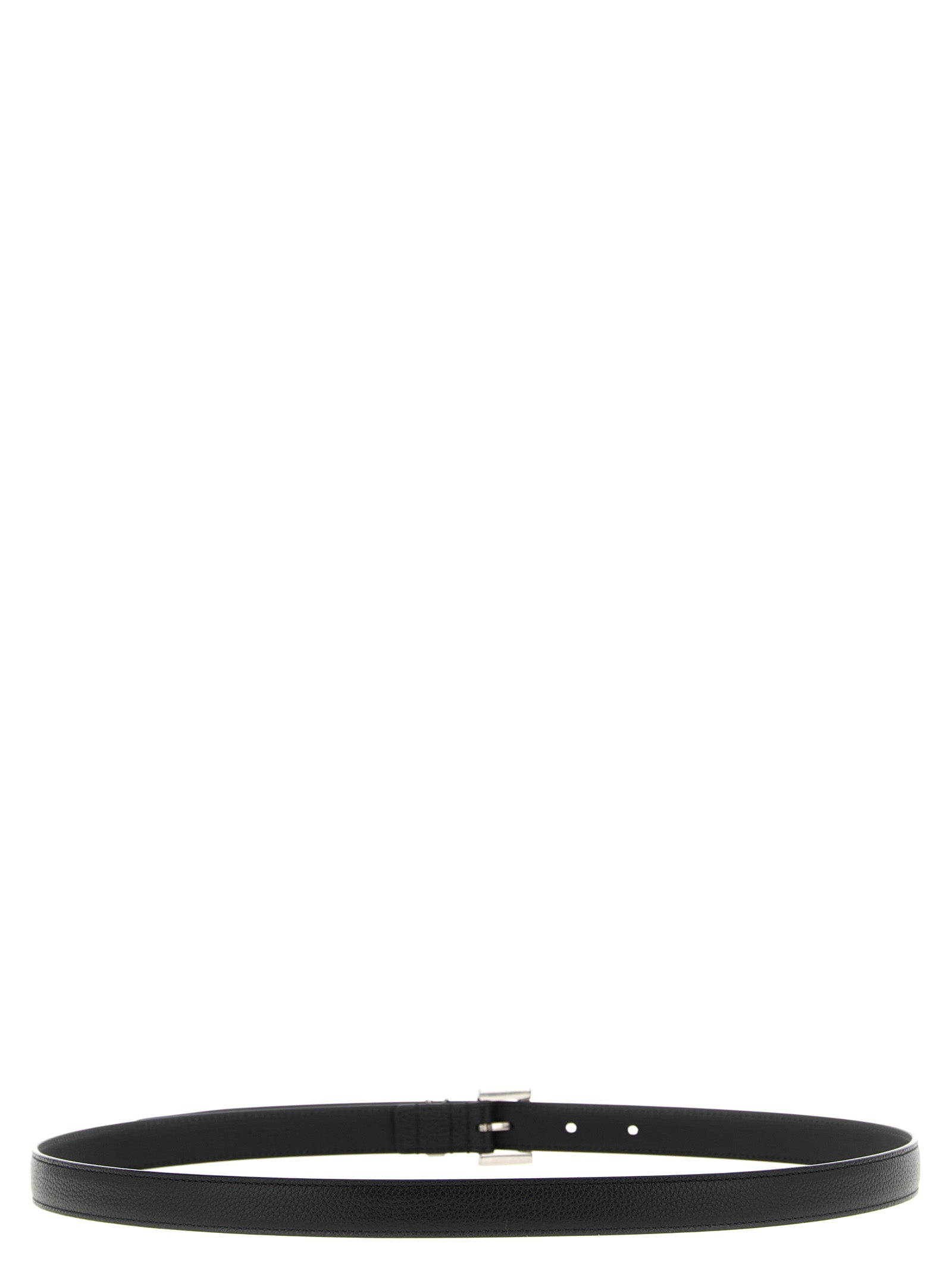 Saint Laurent Black Hammered Leather Belt Calf Leather