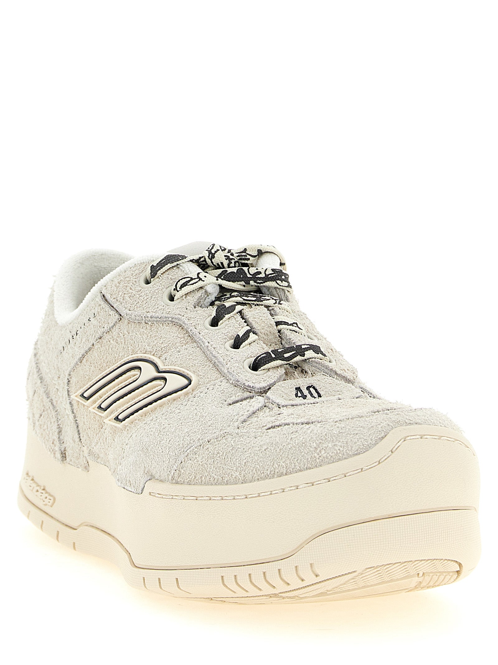 Balenciaga Beige Hamptons Leather Platform Sneakers