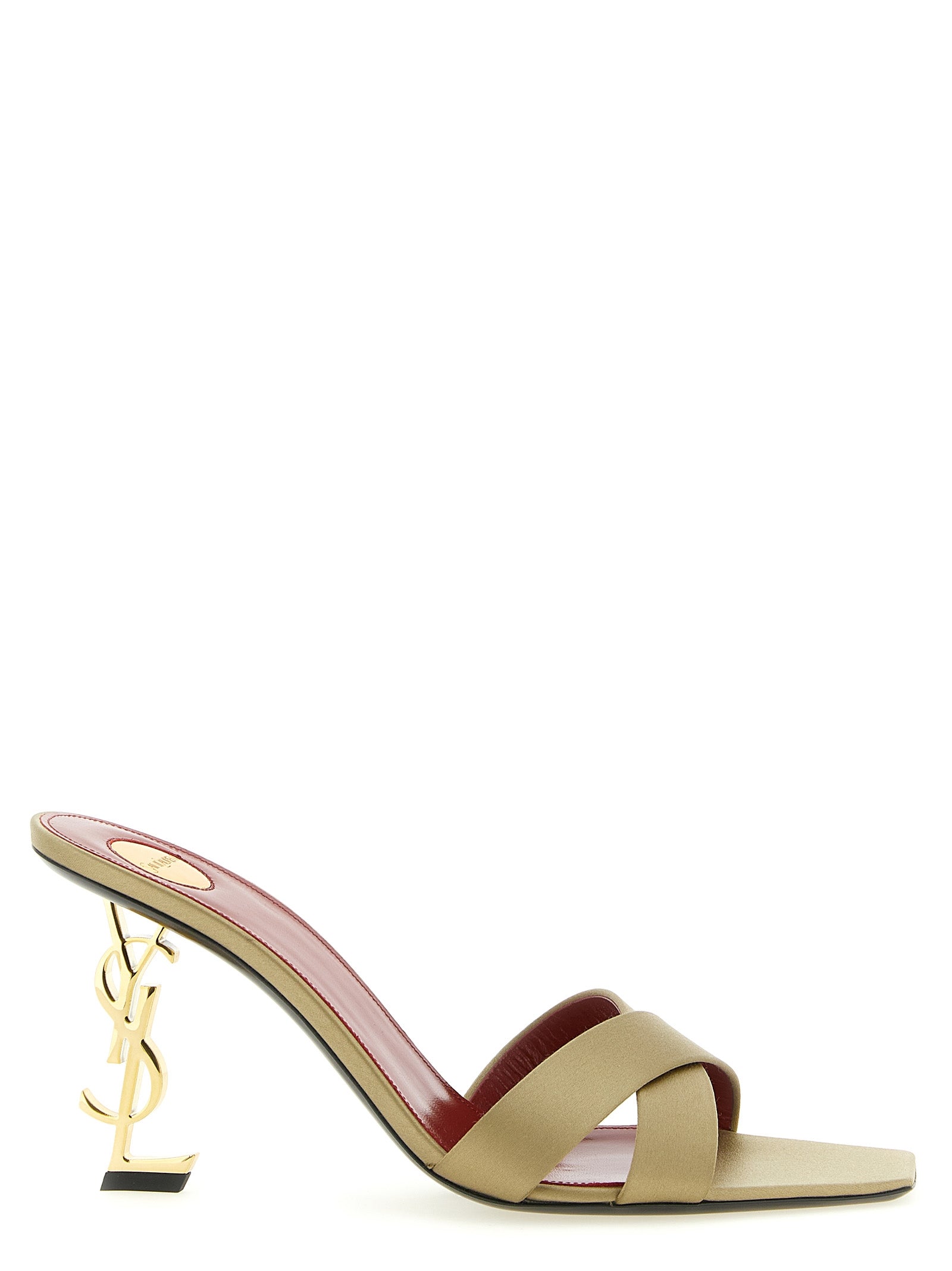 Saint Laurent Green Opyum Satin Crêpe Stiletto Sandals
