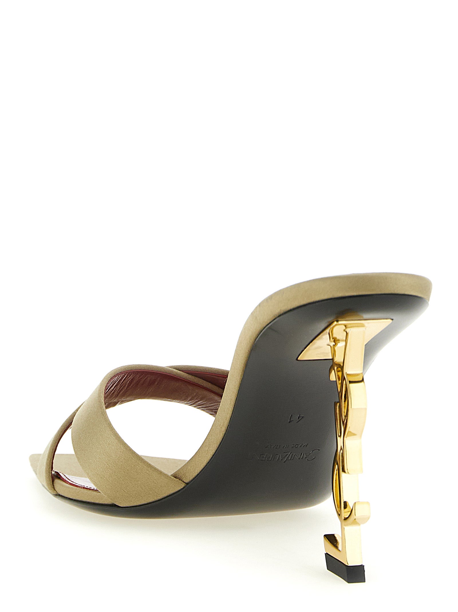 Saint Laurent Green Opyum Satin Crêpe Stiletto Sandals