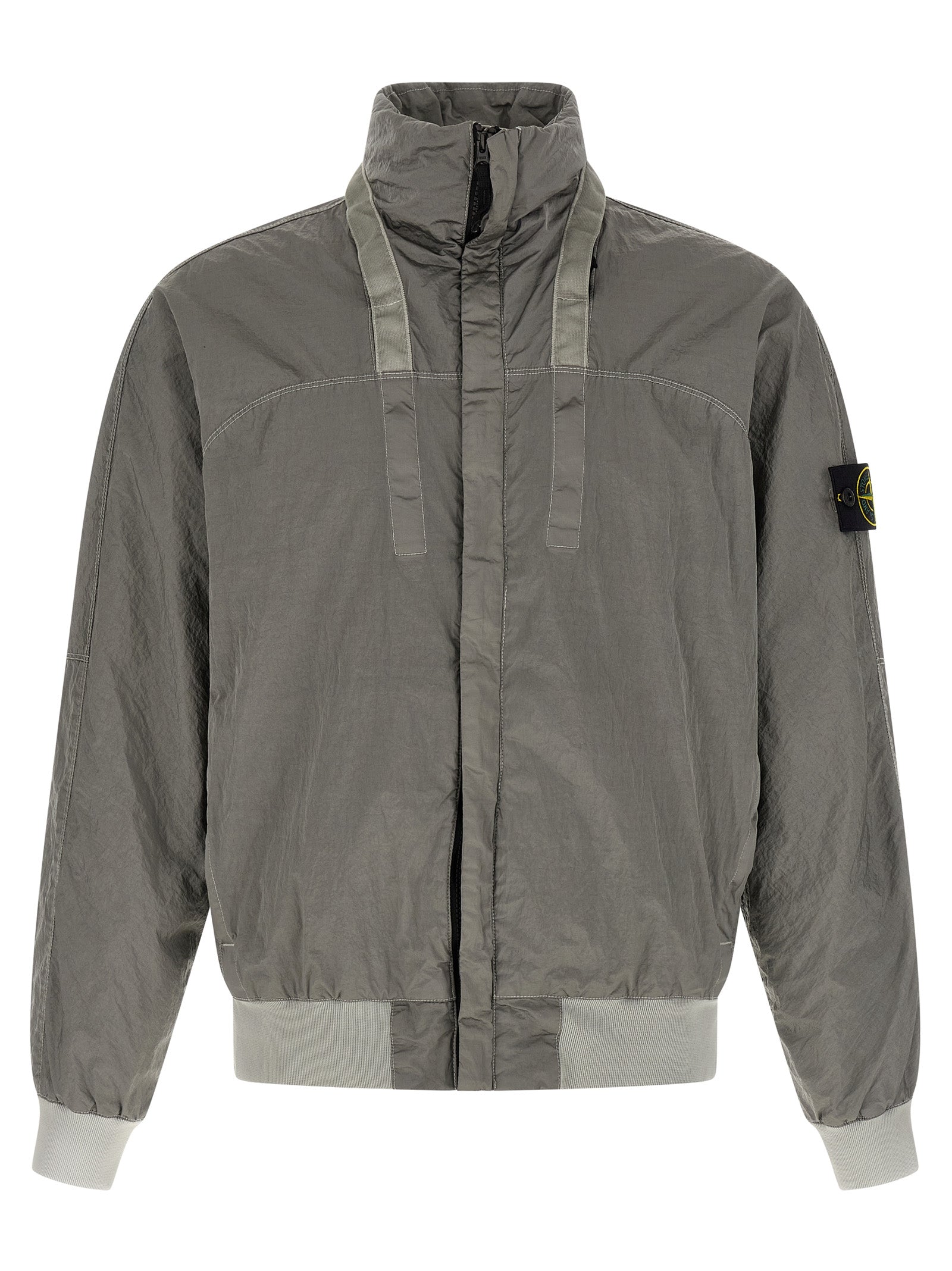 Stone Island Gray Nylon Bomber Jacket
