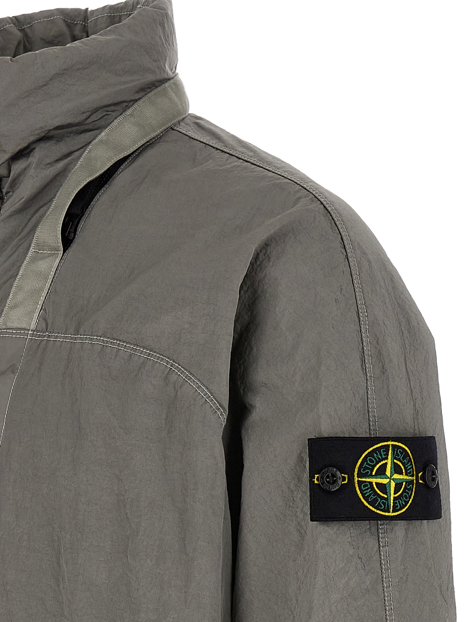Stone Island Gray Nylon Bomber Jacket