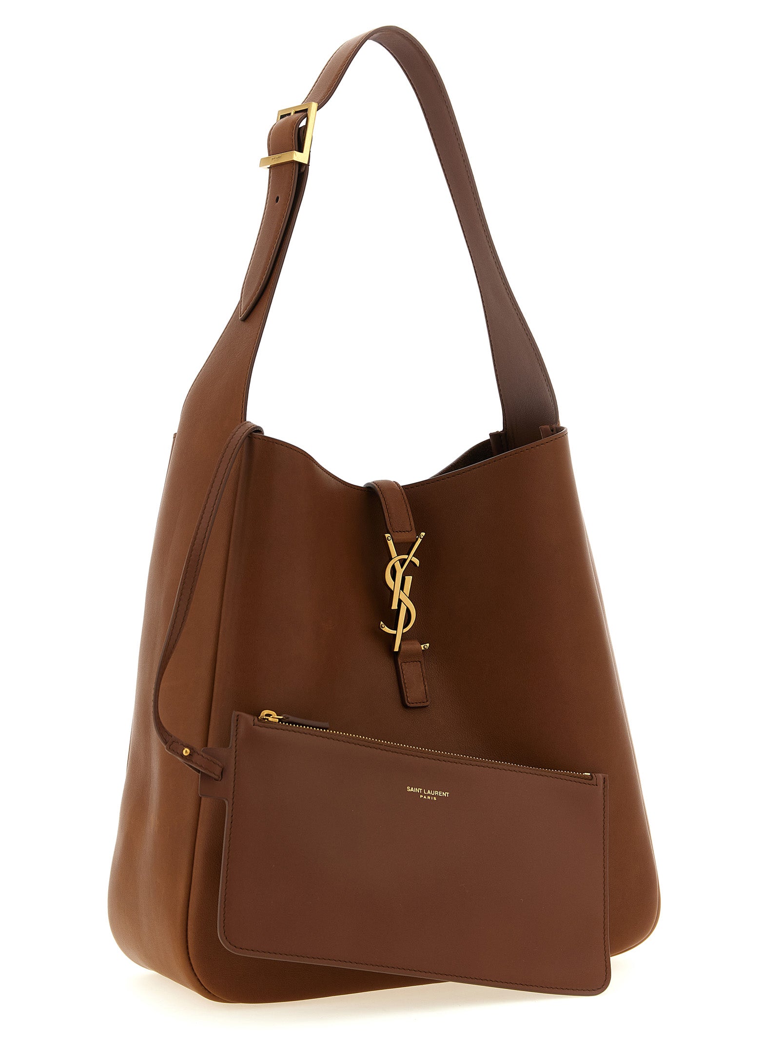 Saint Laurent Brown Le 5 à 7 Large Shoulder Bag Calf Leather