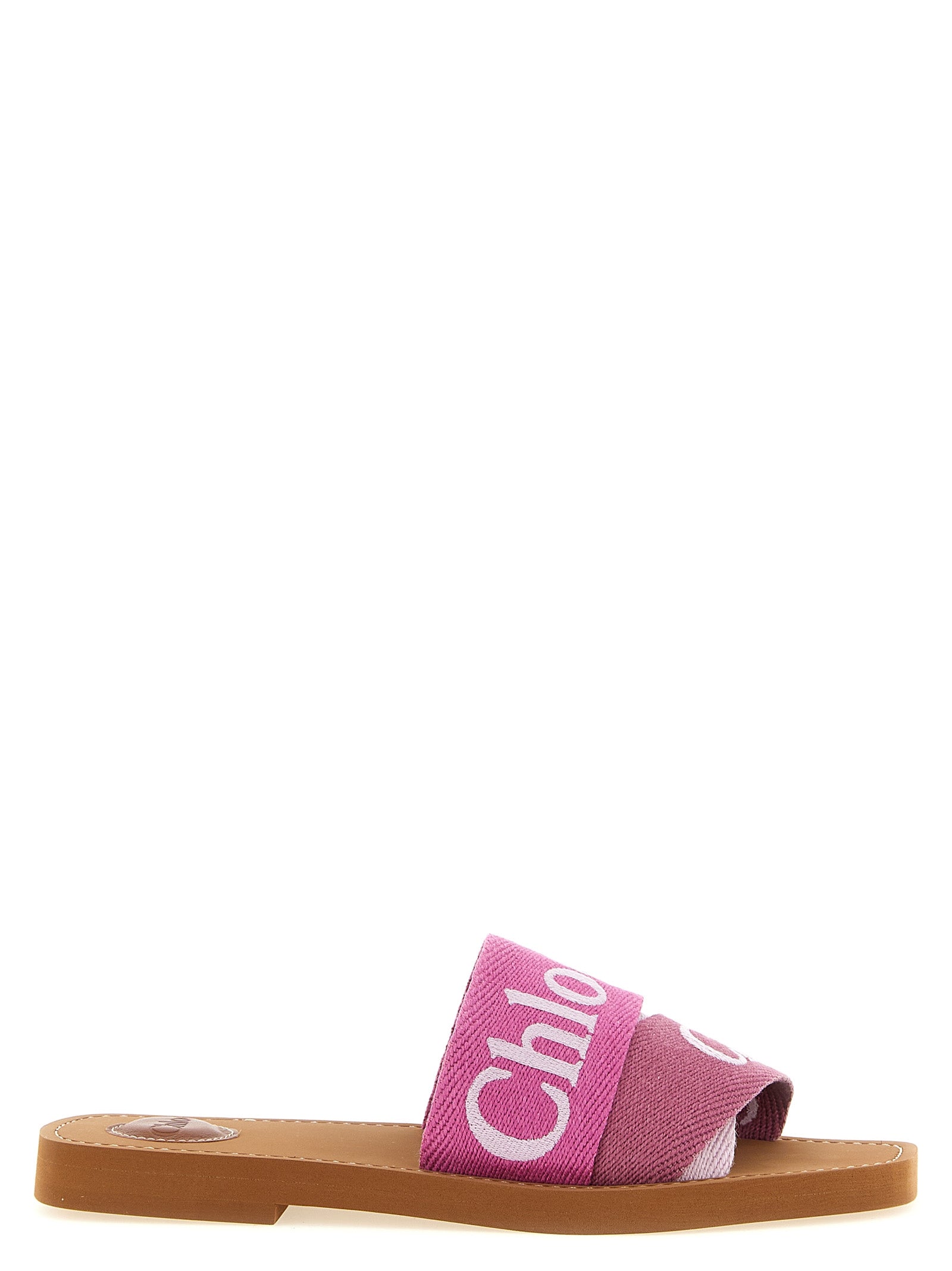 Chloé Pink Woody Linen Slides