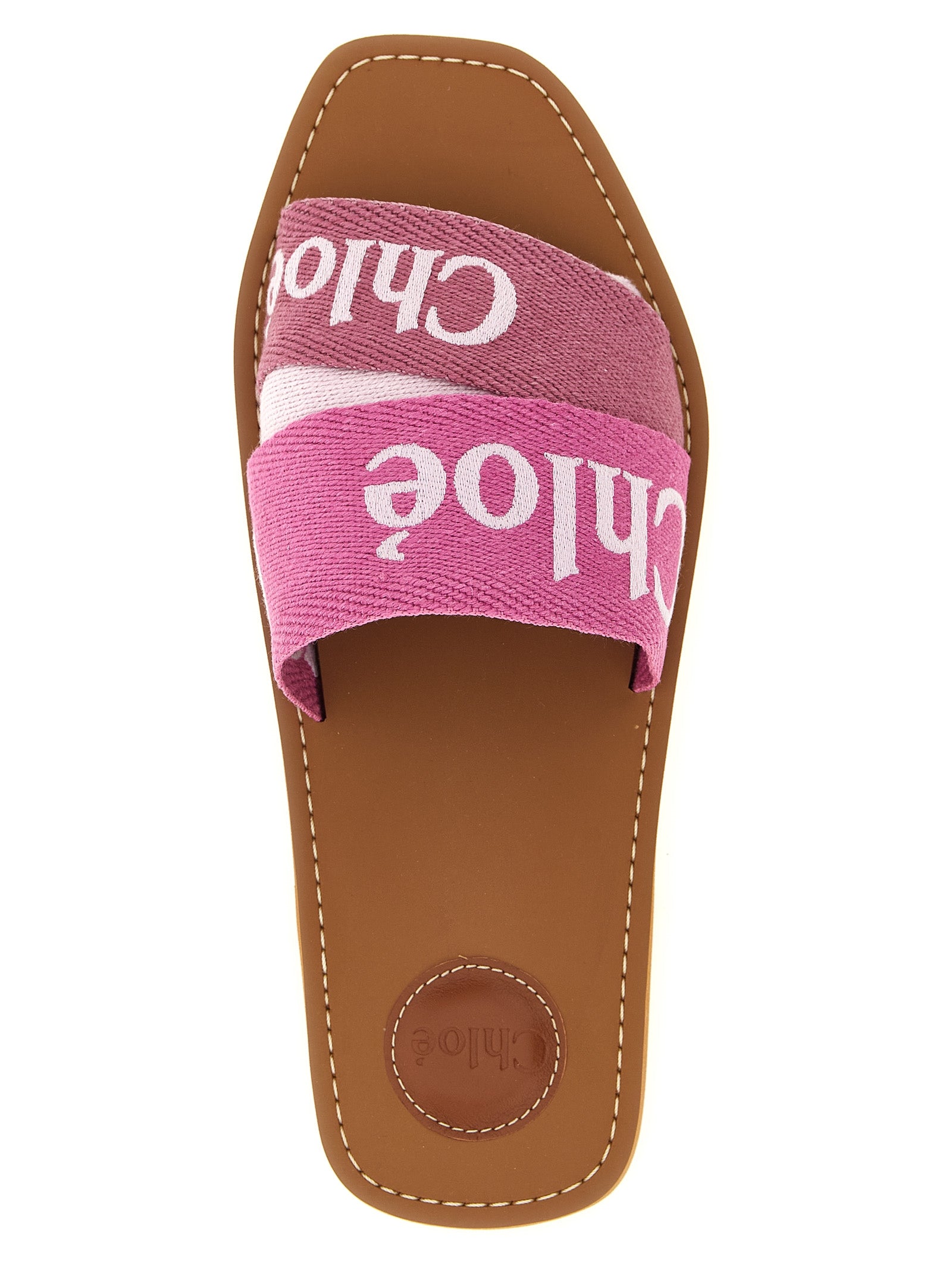 Chloé Pink Woody Linen Slides