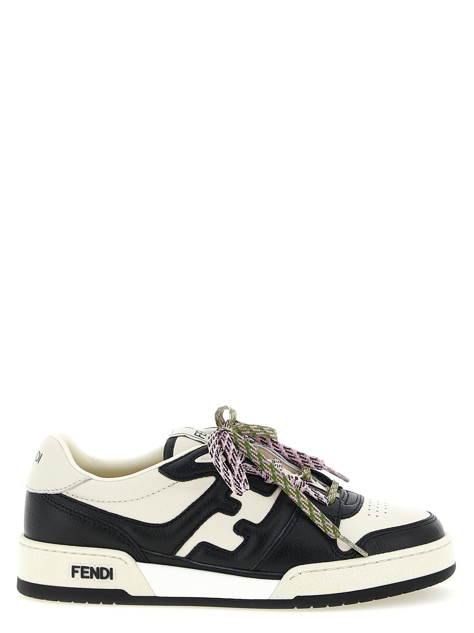 Fendi White Black Athletic Sneakers Calf Leather