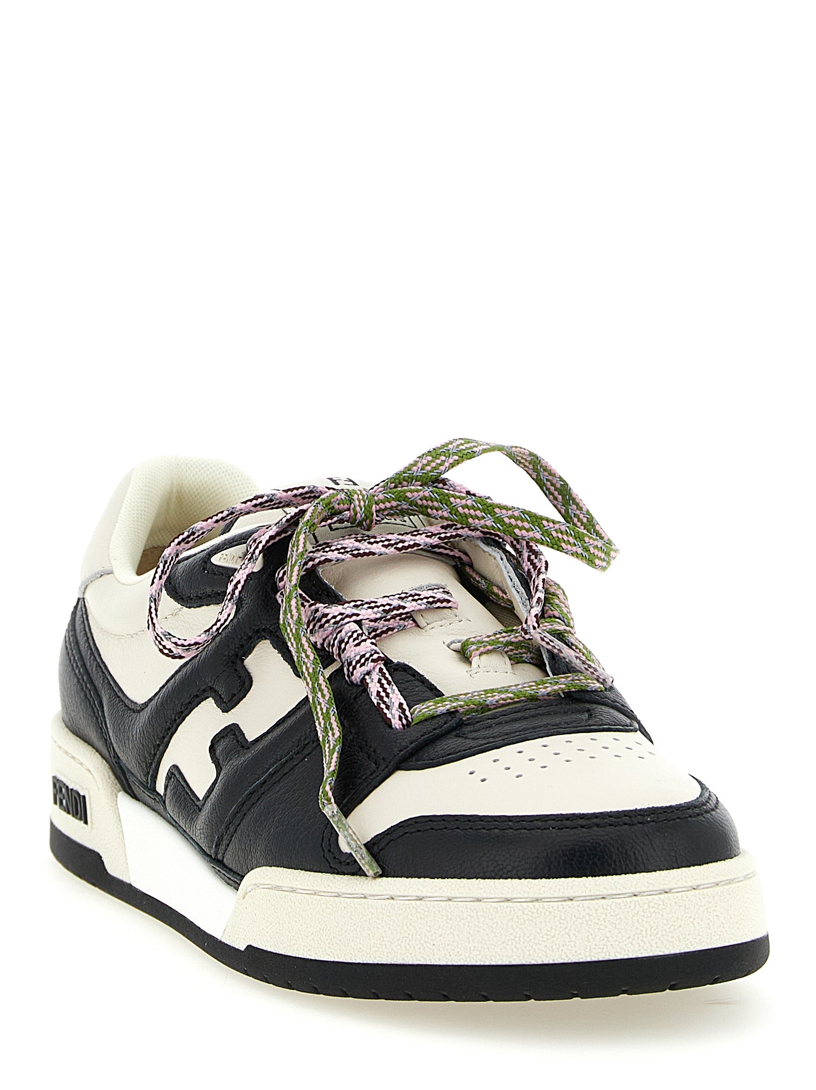 Fendi White Black Athletic Sneakers Calf Leather
